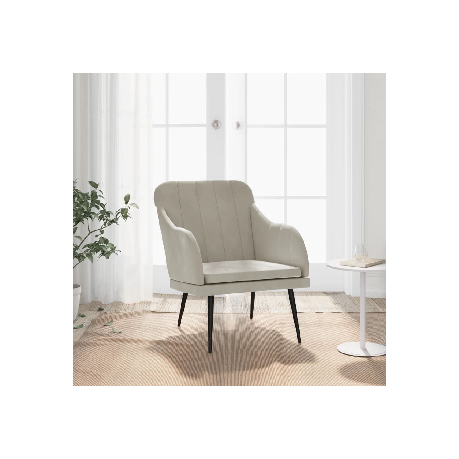 vidaXL Armchair Light Grey 63x76x80 cm Velvet