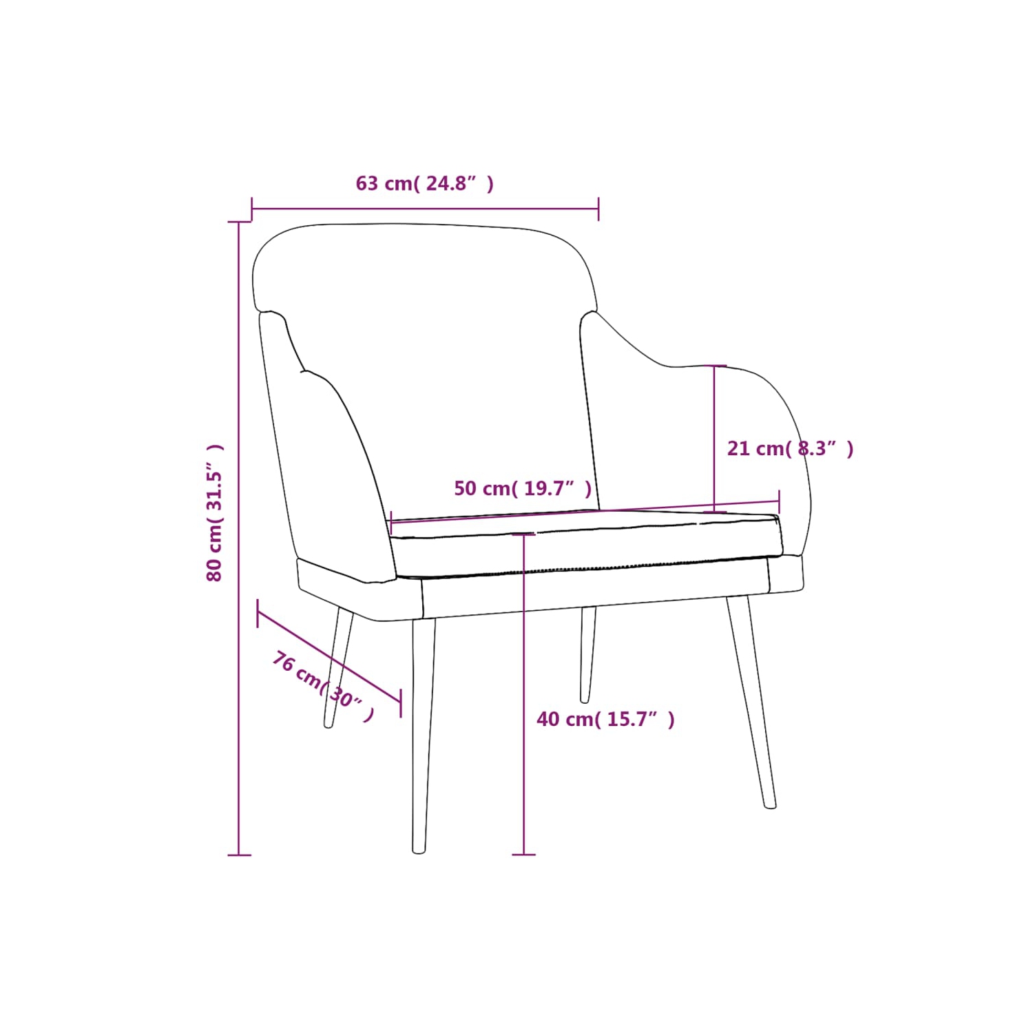vidaXL Armchair Light Grey 63x76x80 cm Velvet