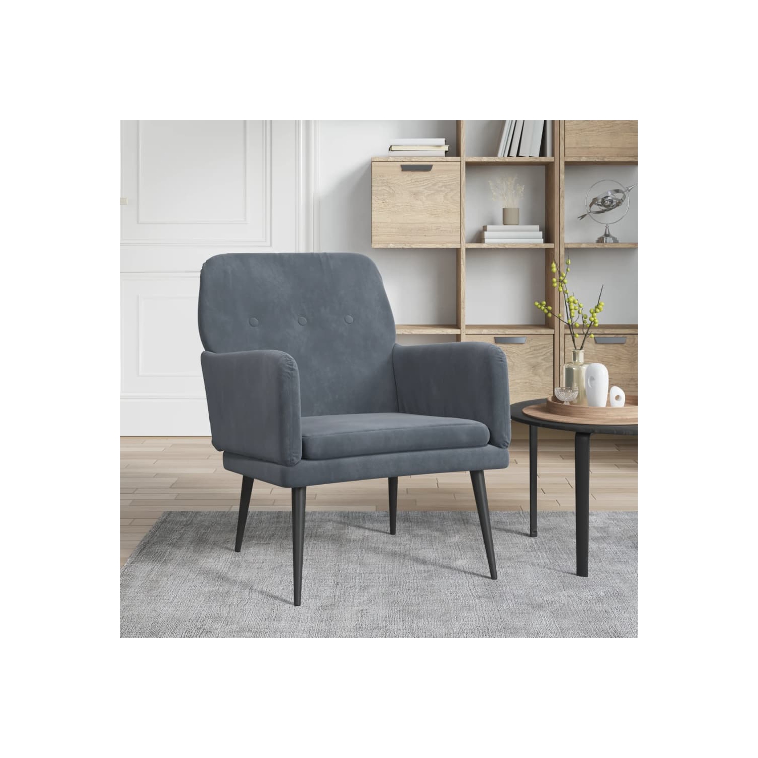 vidaXL Armchair Dark Grey 62x79x79 cm Velvet