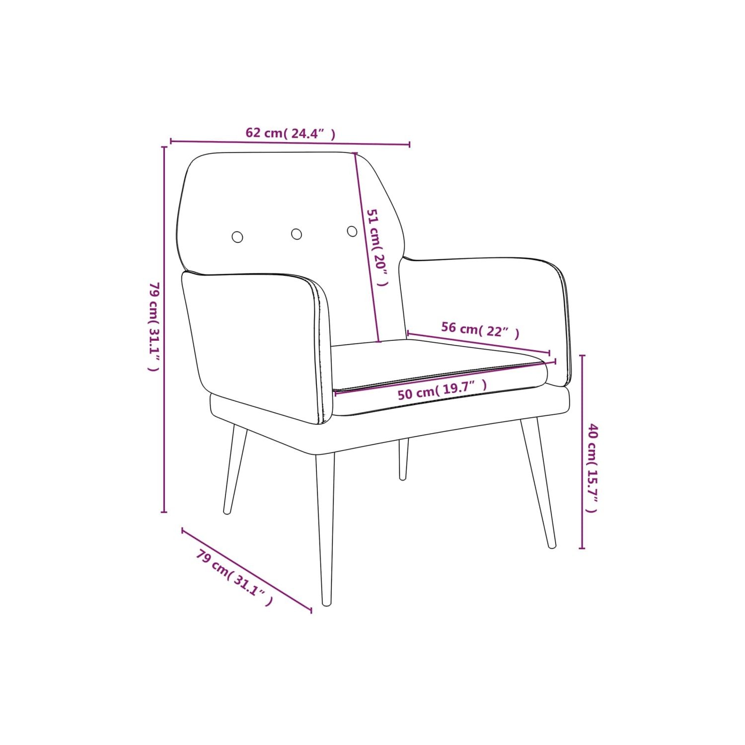 vidaXL Armchair Dark Grey 62x79x79 cm Velvet