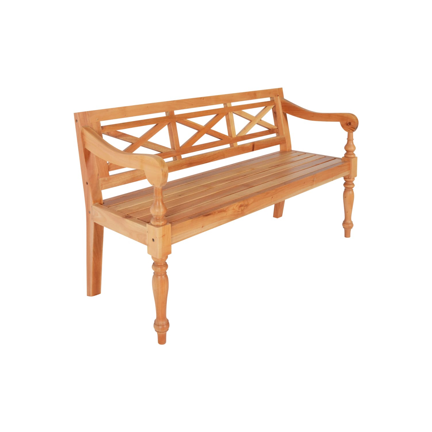vidaXL Batavia Bench 123 cm Solid Mahogany Wood Light Brown