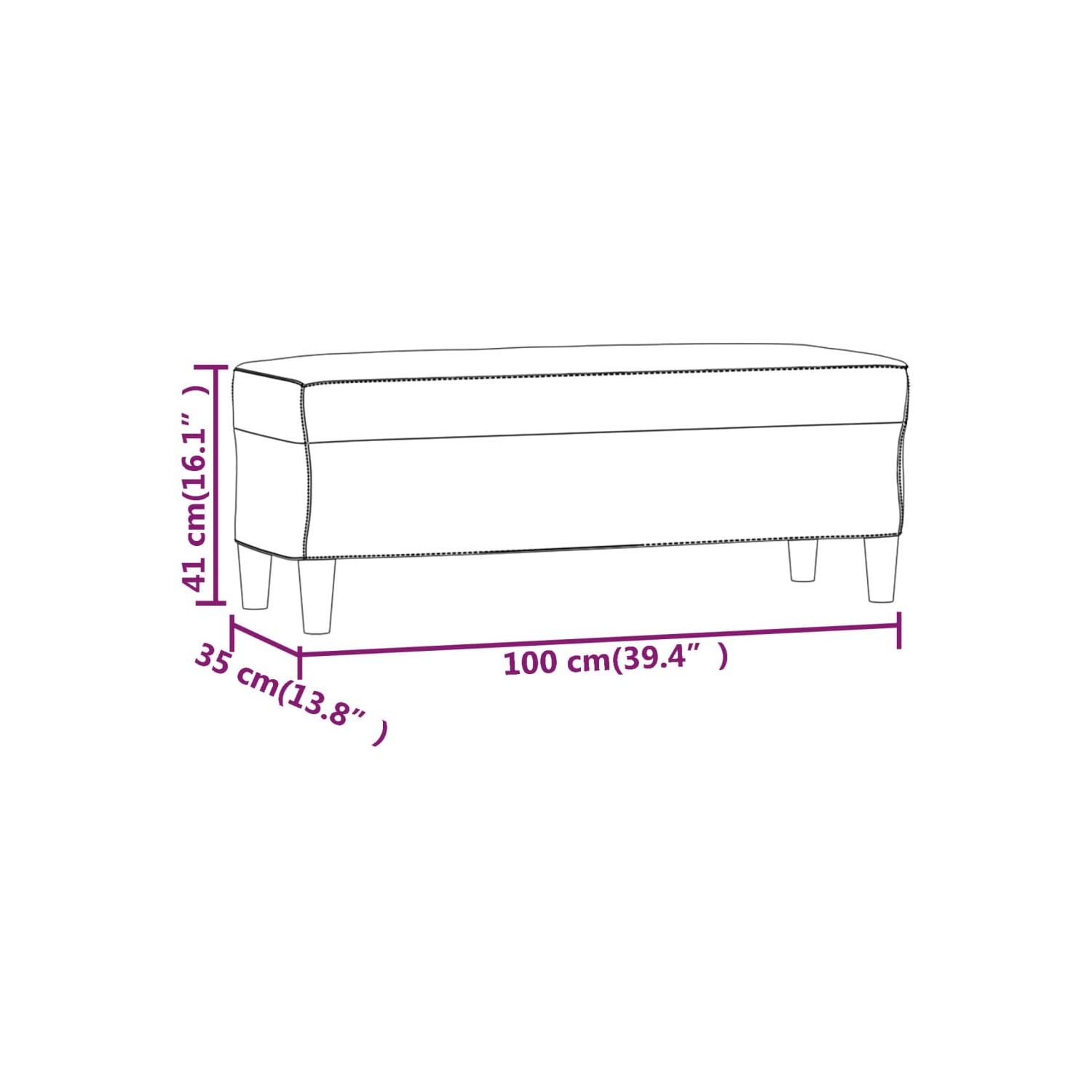 vidaXL Bench Dark Grey 100x35x41 cm Fabric