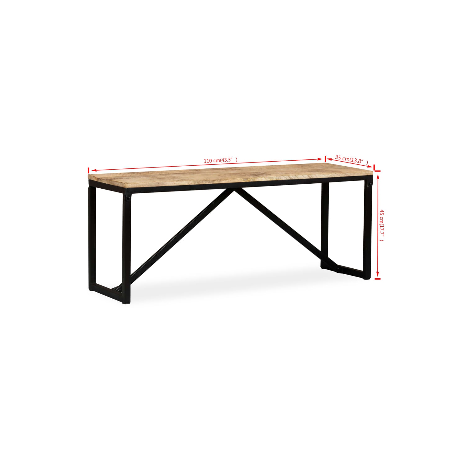 vidaXL Bench Solid Mango Wood 110x35x45 cm
