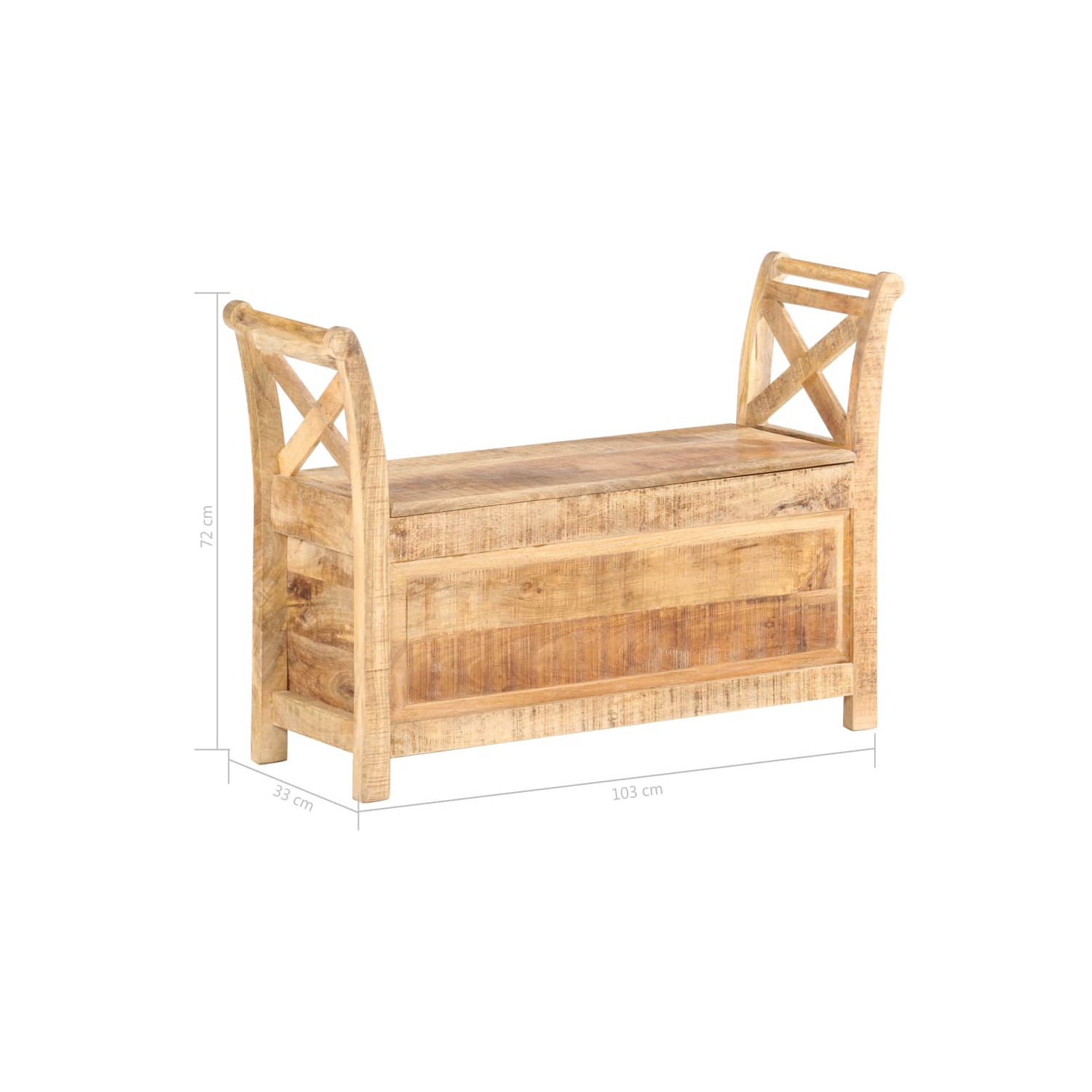 vidaXL Hall Bench 103x33x72 cm Solid Mango Wood