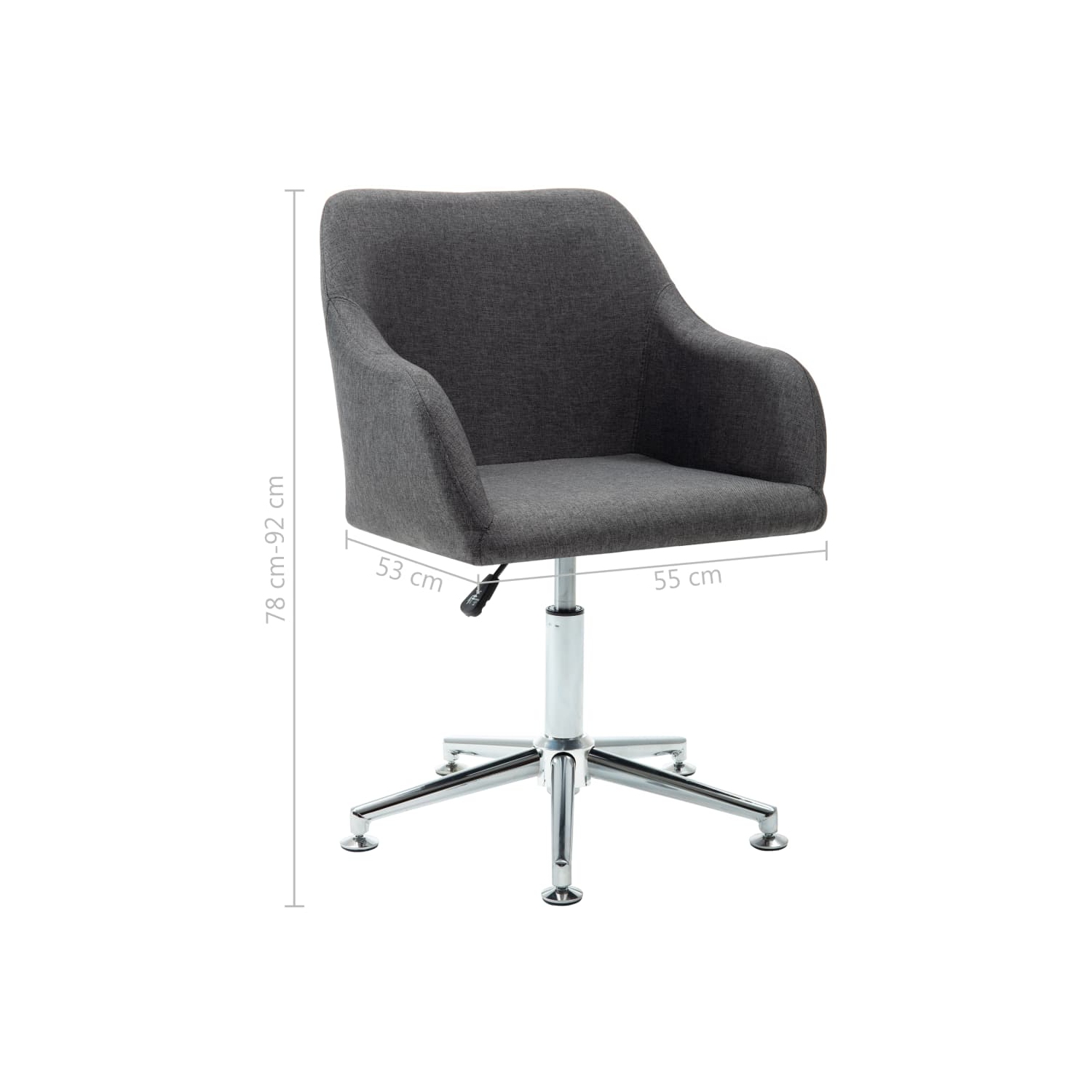 vidaXL Swivel Dining Chair Dark Grey Fabric