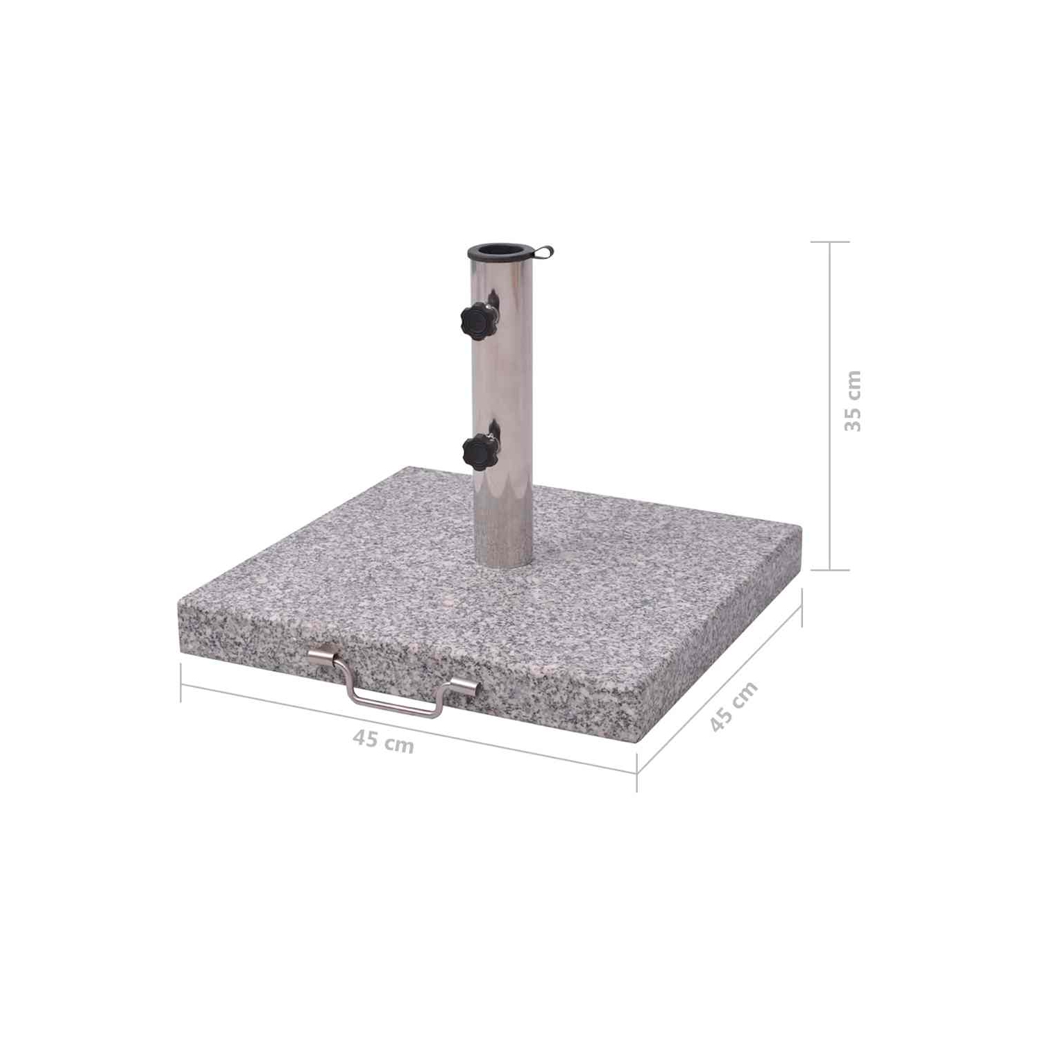 vidaXL 63.9lb Square Umbrella Base with Handles, Stainless Steel Pipe, 17.7"x17.7"x13.8" Gray