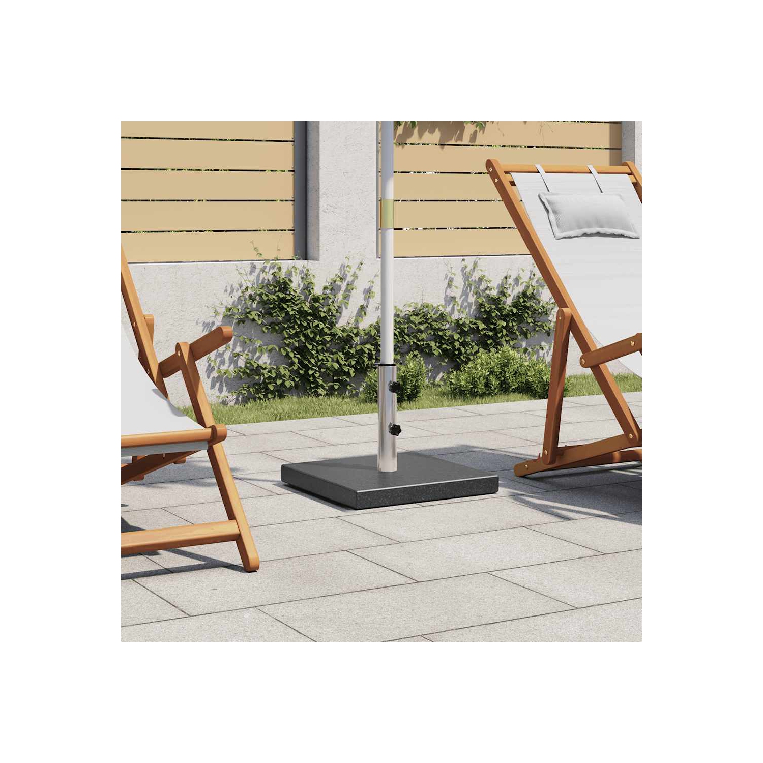 Base de parasol carrée vidaXL 62,8&nbsp;lb avec poignée et roulettes, style élégant, 17 x 17,7 x 7&nbsp;po, noir