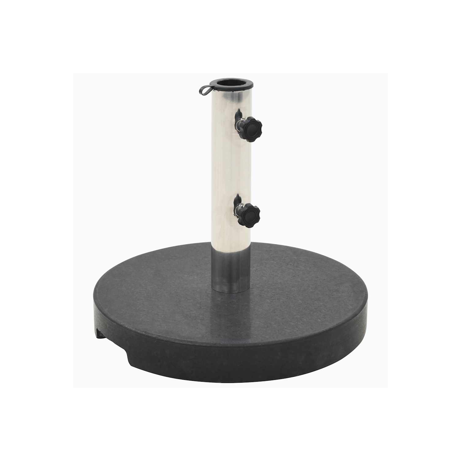 vidaXL 44lb Round Umbrella Base with Handles, Granite Plate, Stainless Steel Pipe, Ø15.7"x14" Black