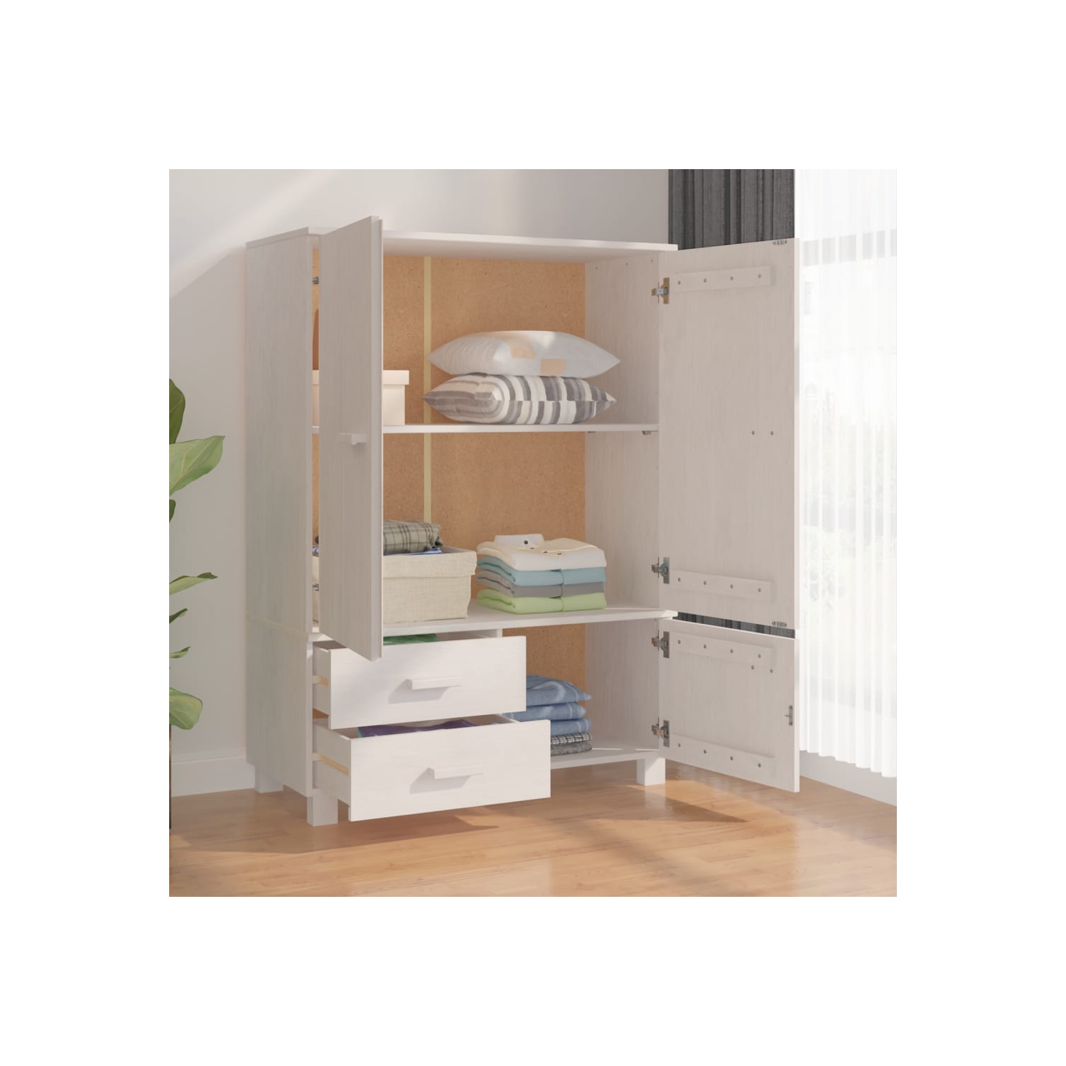VidaXL Wardrobe HAMAR blanc 99x45x137&nbsp;cm pin massif