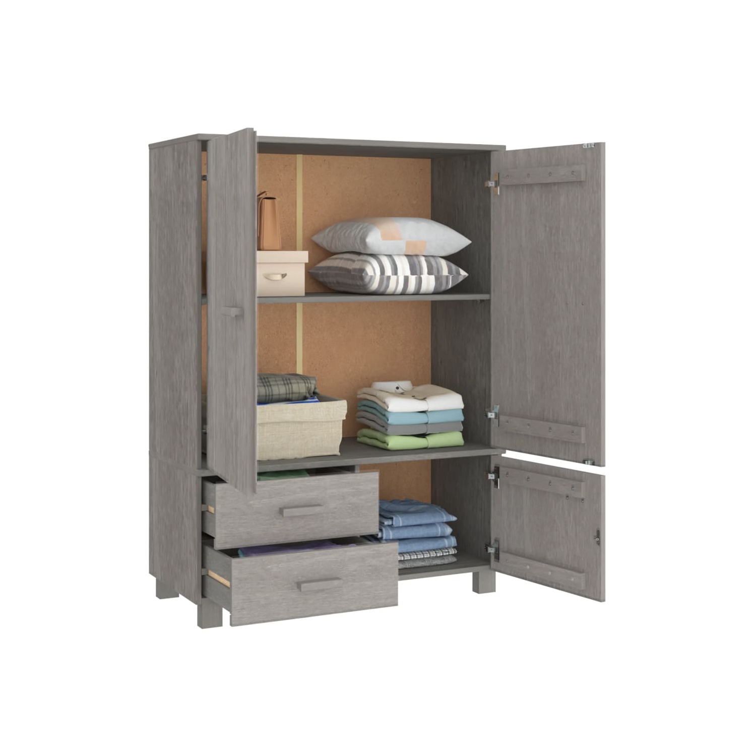 VidaXL Wardrobe HAMAR gris clair 99x45x137&nbsp;cm Pin en bois massif