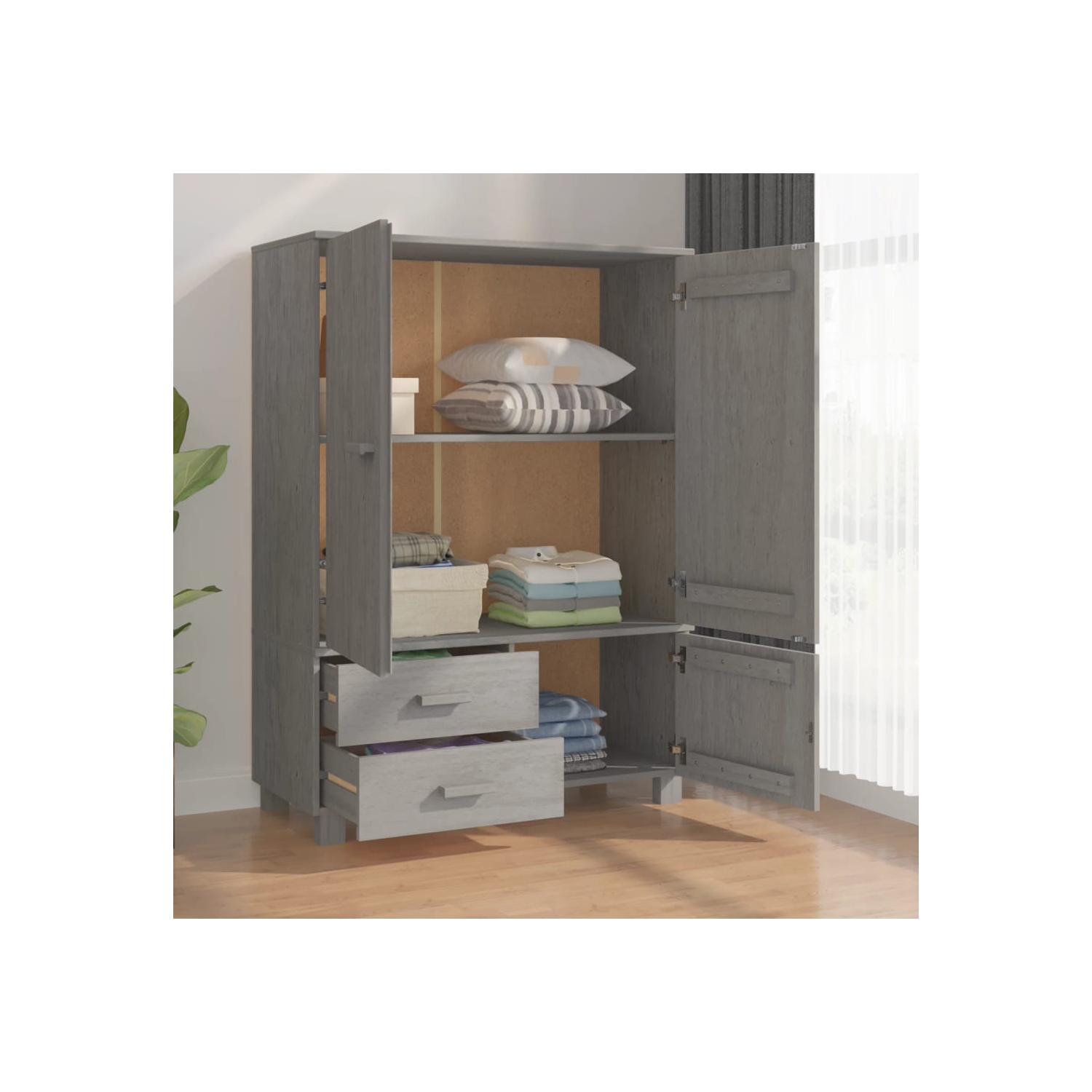 VidaXL Wardrobe HAMAR gris clair 99x45x137&nbsp;cm Pin en bois massif