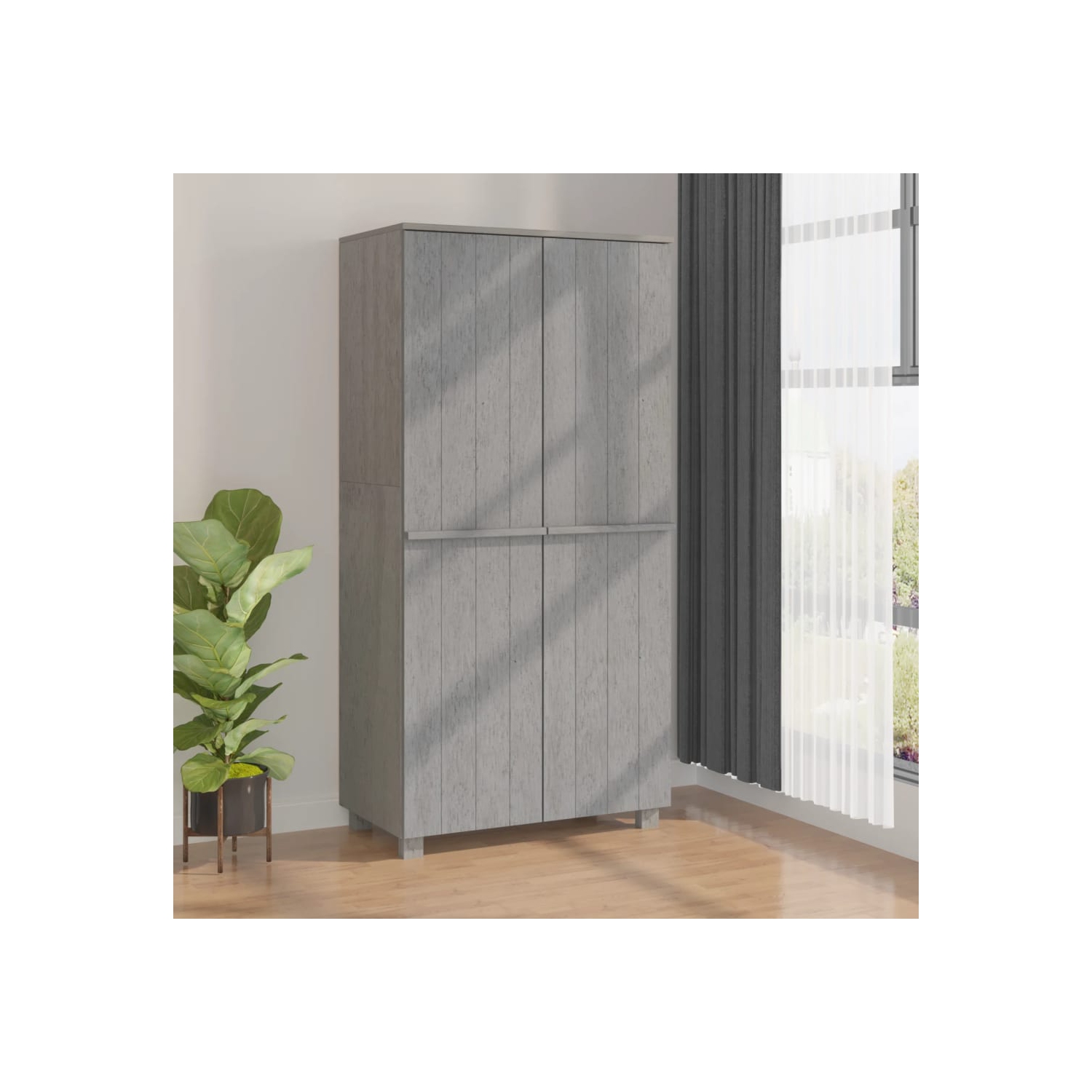 vidaXL Wardrobe HAMAR Light Grey 89x50x180 cm Solid Wood Pine