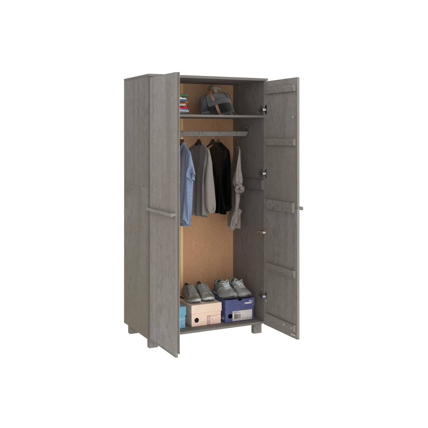vidaXL Wardrobe HAMAR Light Grey 89x50x180 cm Solid Wood Pine