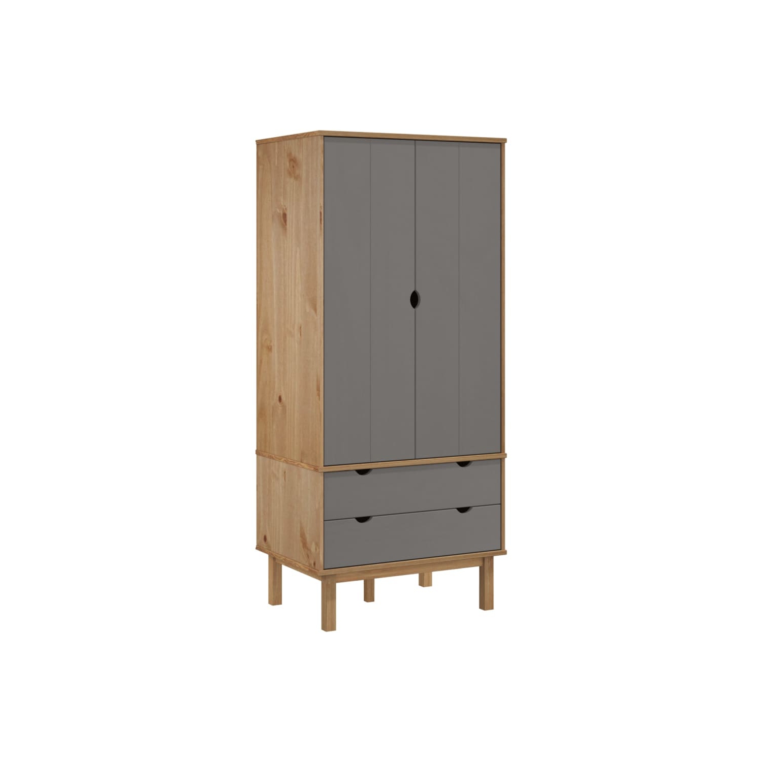 vidaXL Wardrobe OTTA Brown and Grey 76.5x53x172 cm Solid Wood Pine