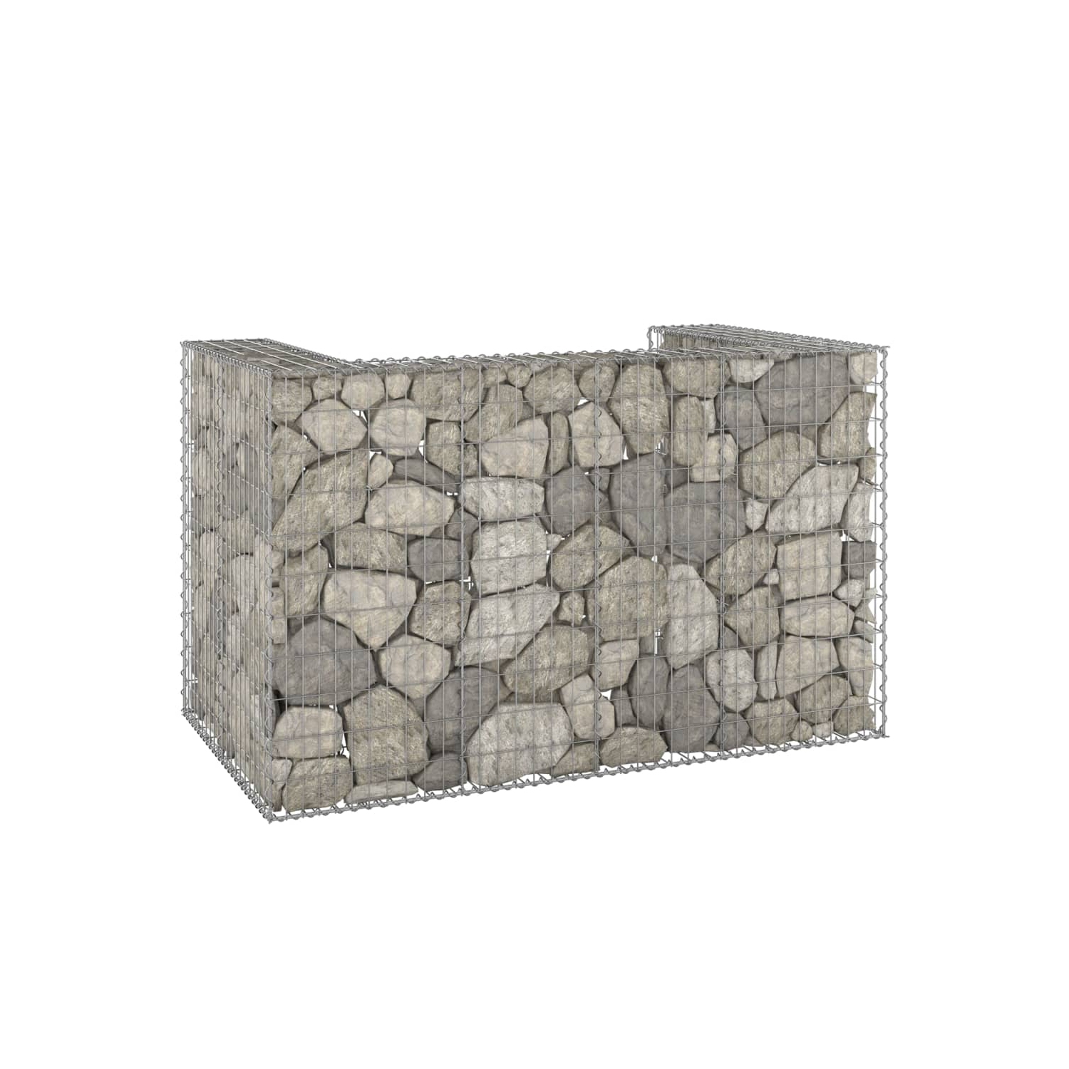vidaXL Gabion Wall for Garbage Bins Galvanised Steel 180x100x110 cm