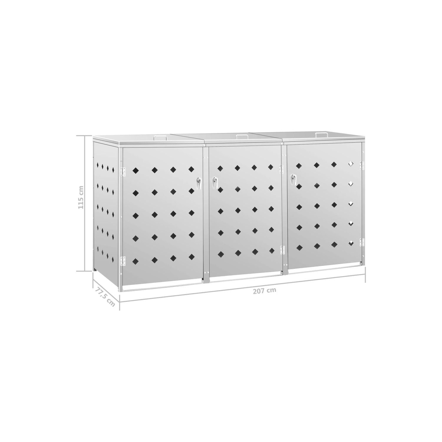 vidaXL Triple Wheelie Bin Shed 240 L Stainless Steel