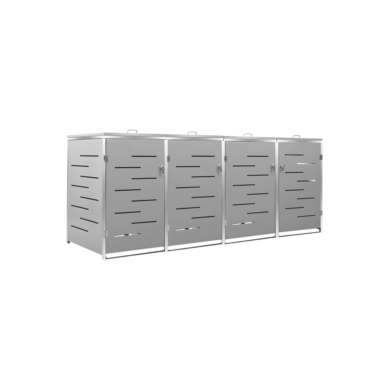 VidaXL Quadruple avec couvercle de bac à roulettes 276.5x77.5x112,5&nbsp;cm acier inoxydable