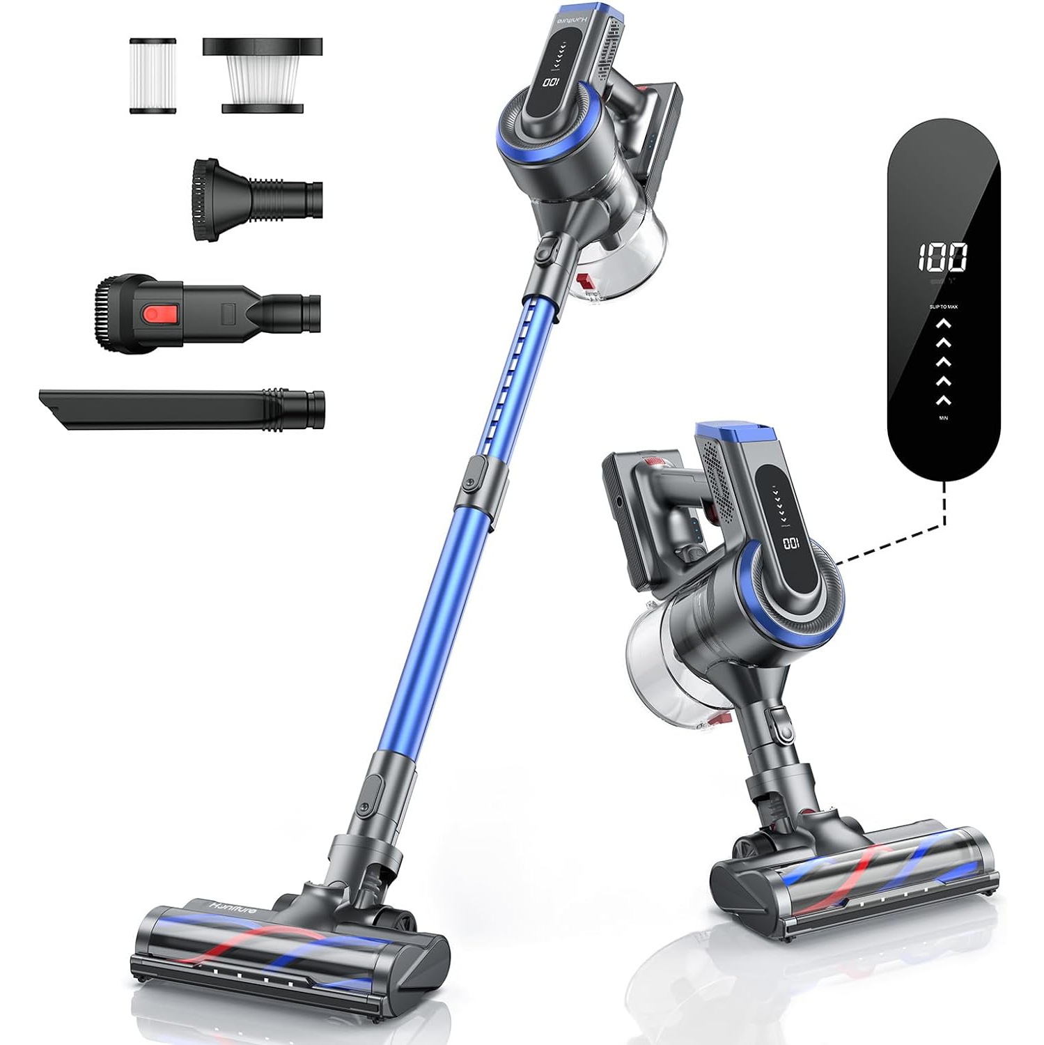 HONITURE S12 Cordless Vacuum Cleaner, 33KPa 400W Stick Vacuum with Sliding Touch Screen, up to 55min Runtime, 4 in 1 Handheld Lightweight Vacuums for Floor, Carpet, Pet Stair