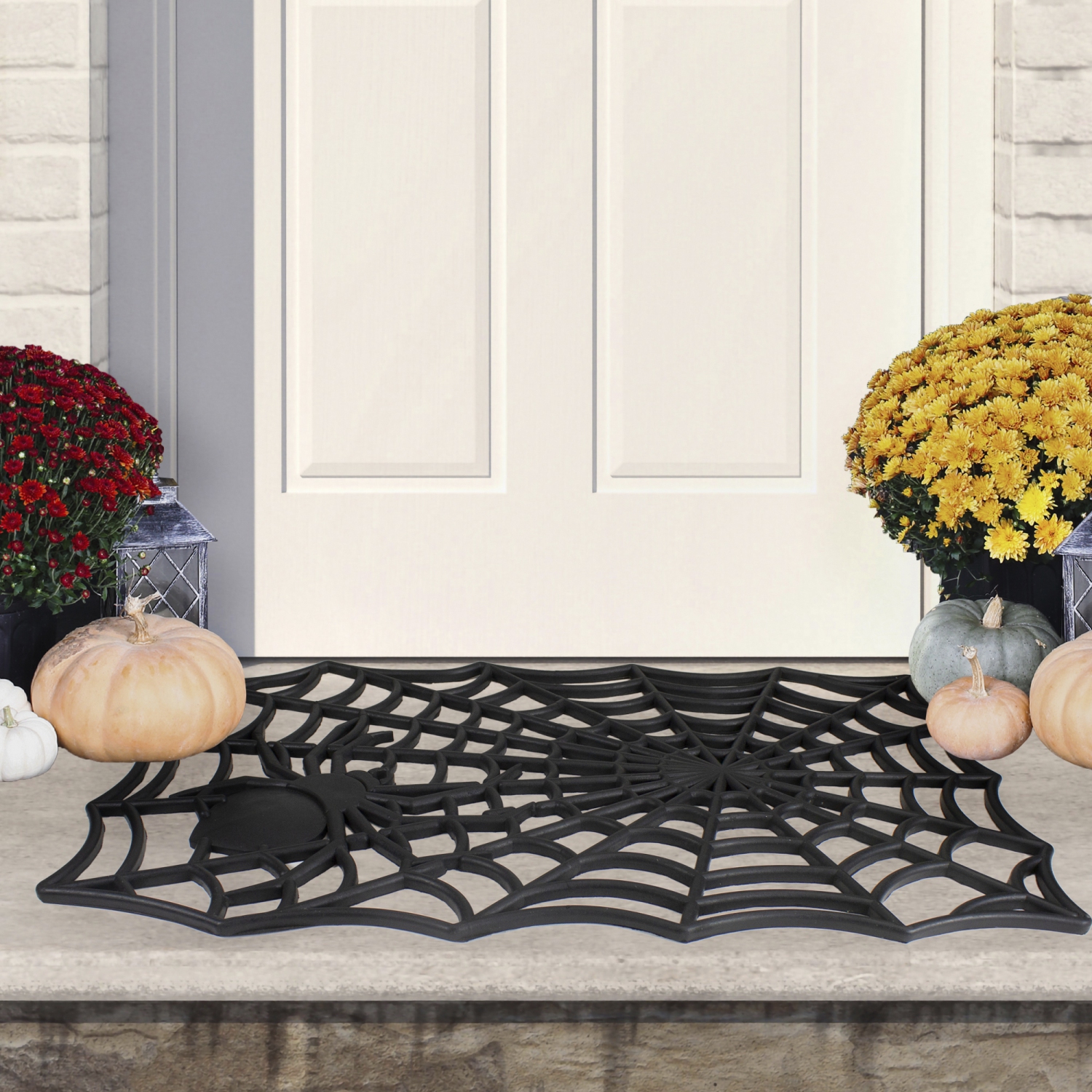 Spider Web Rectangular Halloween Doormat - Black - 18" x 30"