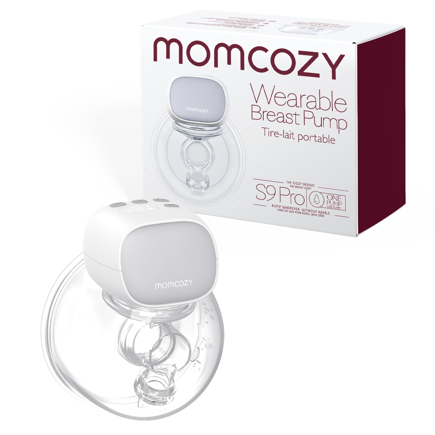 Tire-lait portable MomCozy S9 Pro, Tire-lait électrique mains libres 24&nbsp;mm gris