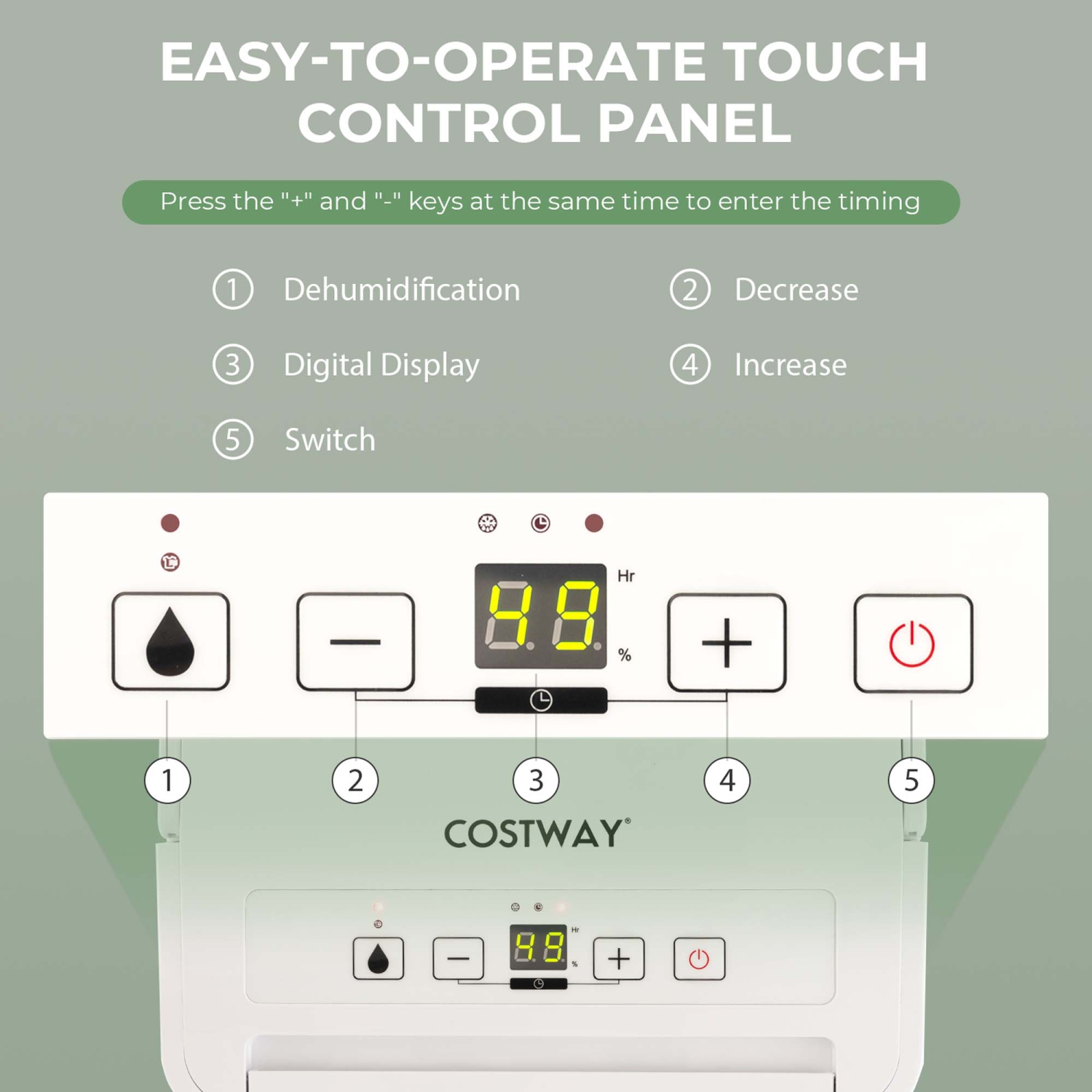 Costway 32 Pint Dehumidifier 2000 Sq. Ft Portable with 3 Modes & 24H Timer Home Basement