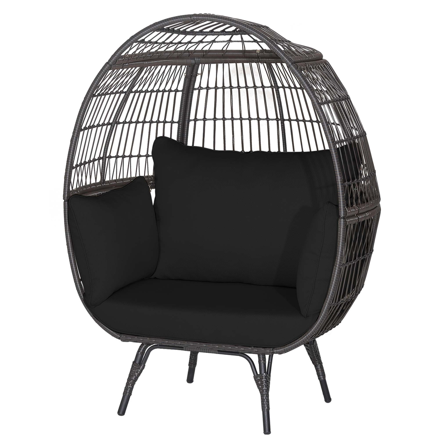 Costway Patio Oversized Rattan Wicker Egg Chair Lounge Basket 4 Cushion Indoor & Outdoor