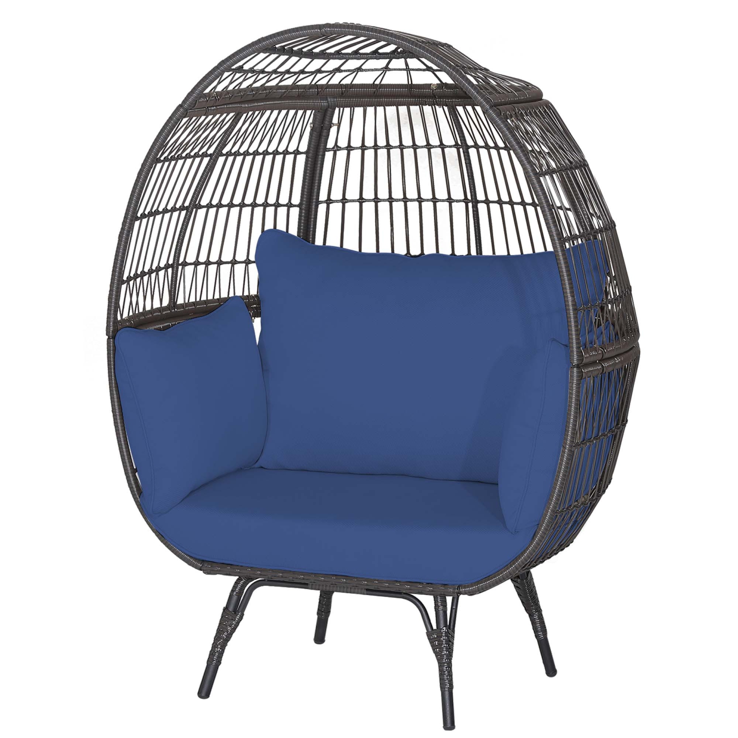 Costway Patio Oversized Rattan Wicker Egg Chair Lounge Basket 4 Cushion Indoor & Outdoor