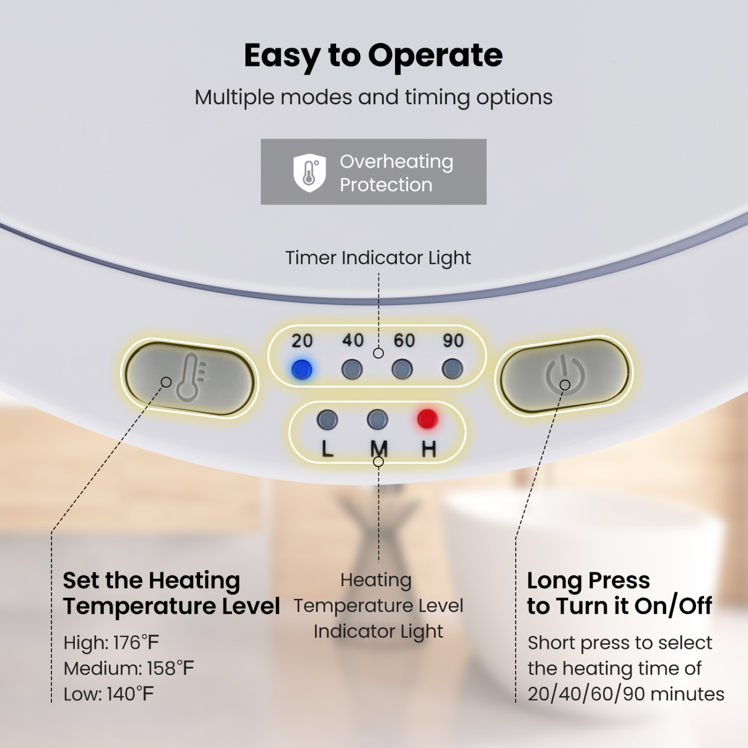 CoCostway – chauffe-serviette pour la salle de bain 23&nbsp;L, 4 heures, porte-parfum et chauffage à 3 niveaux