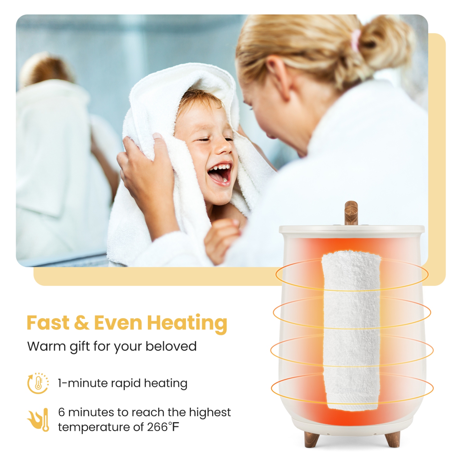 Costway 23L Bathroom Towel Warmer Bucket 4 Timer with Fragrance Holder & 3-Level Heating