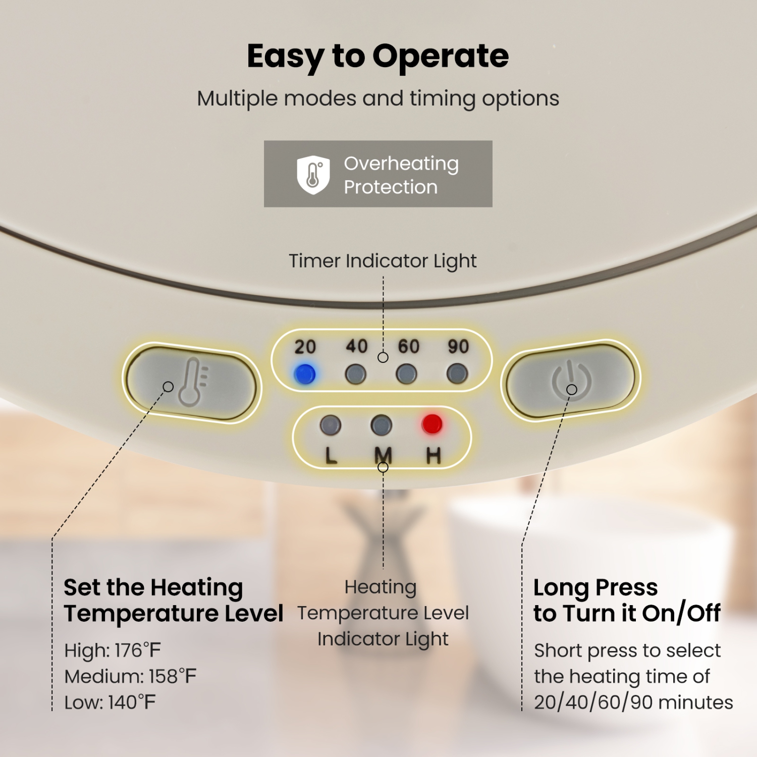 Costway 23L Bathroom Towel Warmer Bucket 4 Timer with Fragrance Holder & 3-Level Heating