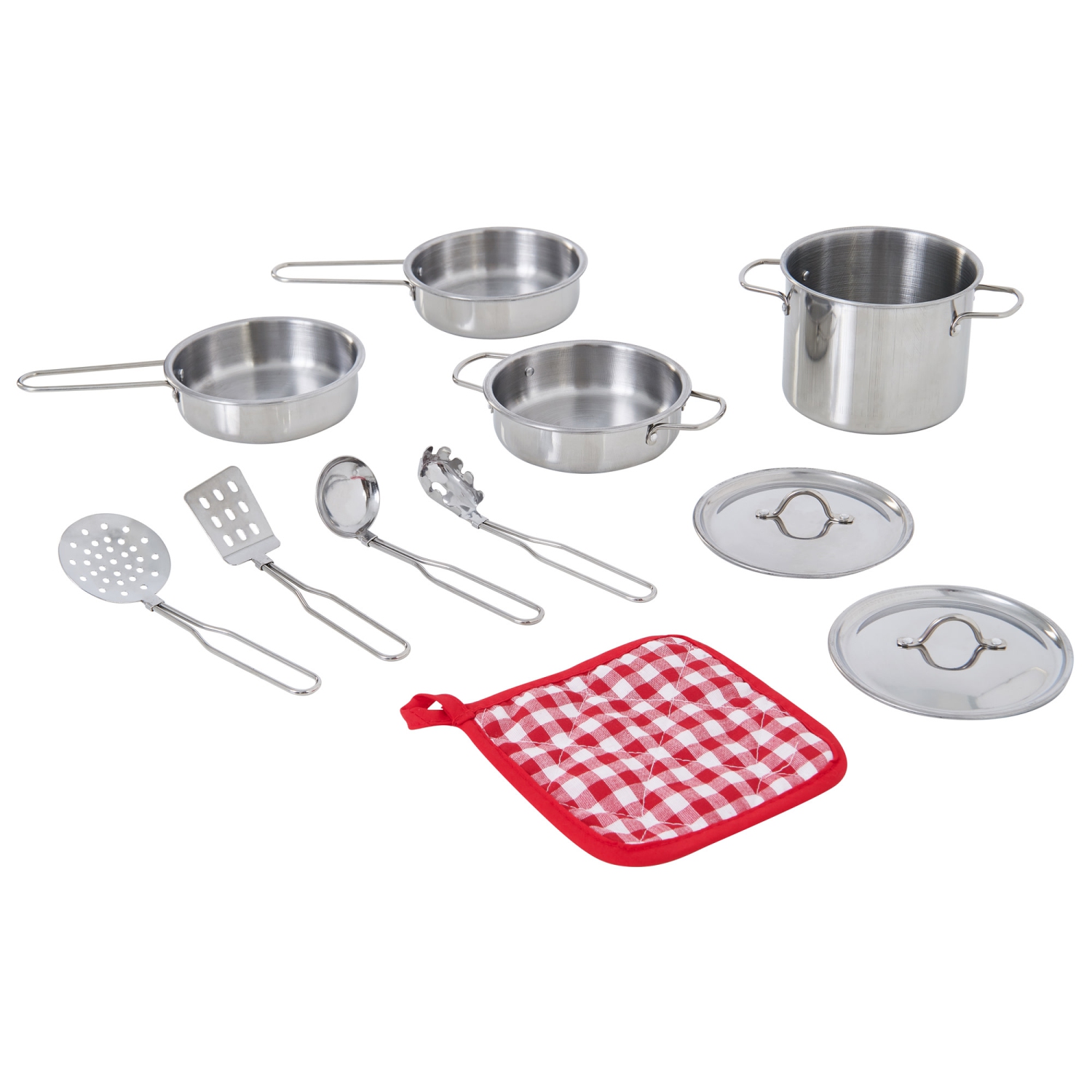 Ensemble d'accessoires de cuisine pour enfants de Teamson en acier 11 pièces Kitchen Roleplay argenté