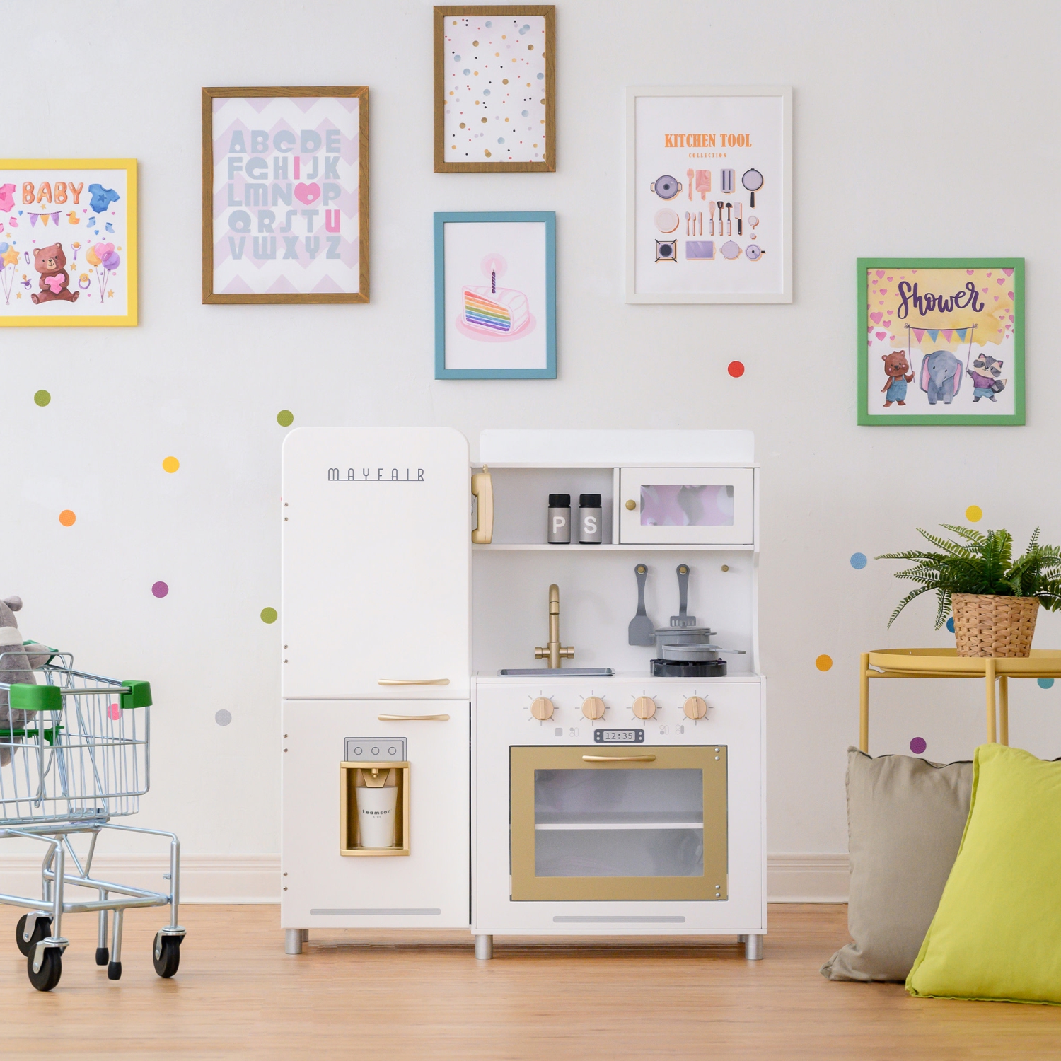 Cuisine jouet en bois pour enfants Mayfair de Teamson et 11 accessoires blancs