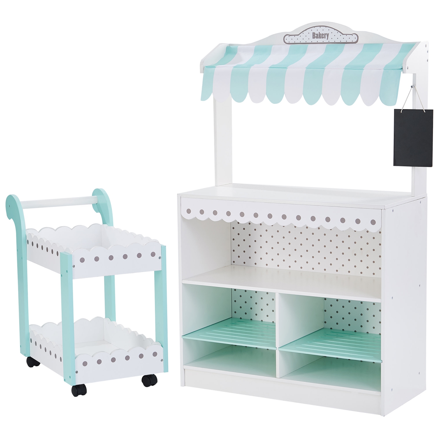 Teamson Kids My Dream Bakery Shop Dessert Stand Playset Roleplay White Mint