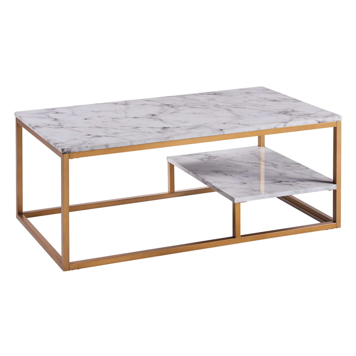 Teamson Home Coffee Table Marble Effect Wooden Modern Living Room Marmo