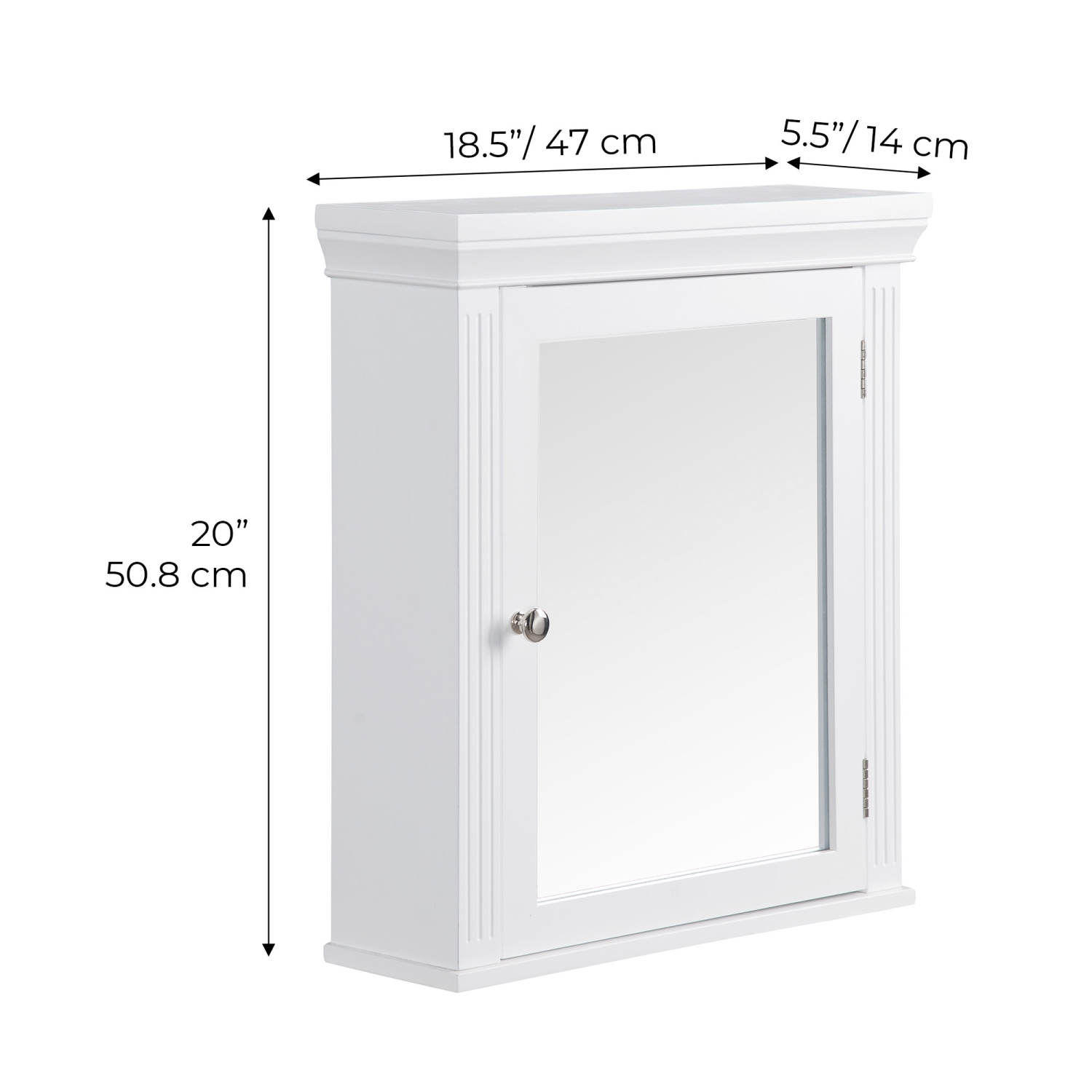 Armoire à pharmacie en bois pour salle de bain de Teamson Home avec dessus moulé blanc Crown