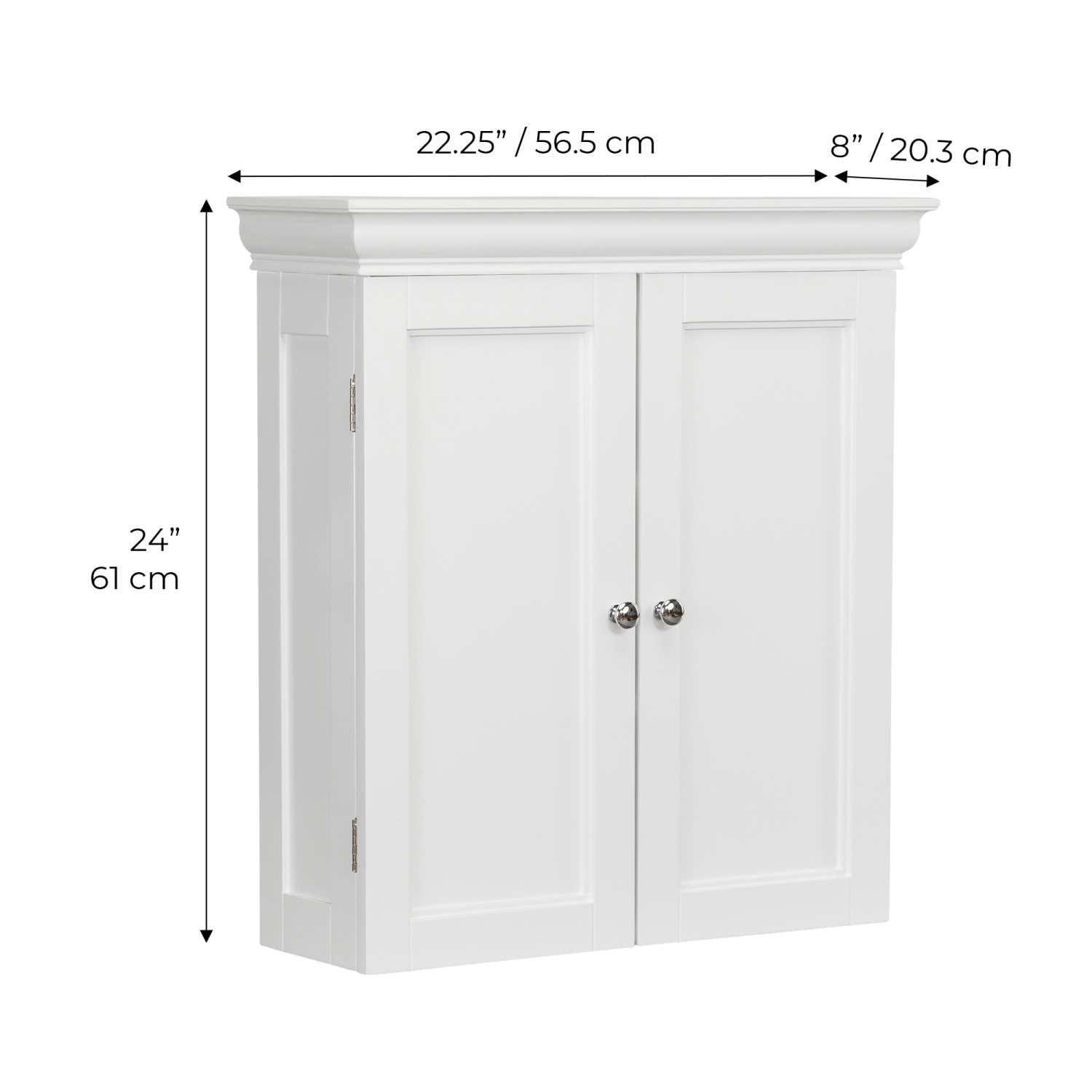 Teamson Home Bathroom Cabinet Wall Mounted 2 Contemporary Design Doors Shelves White