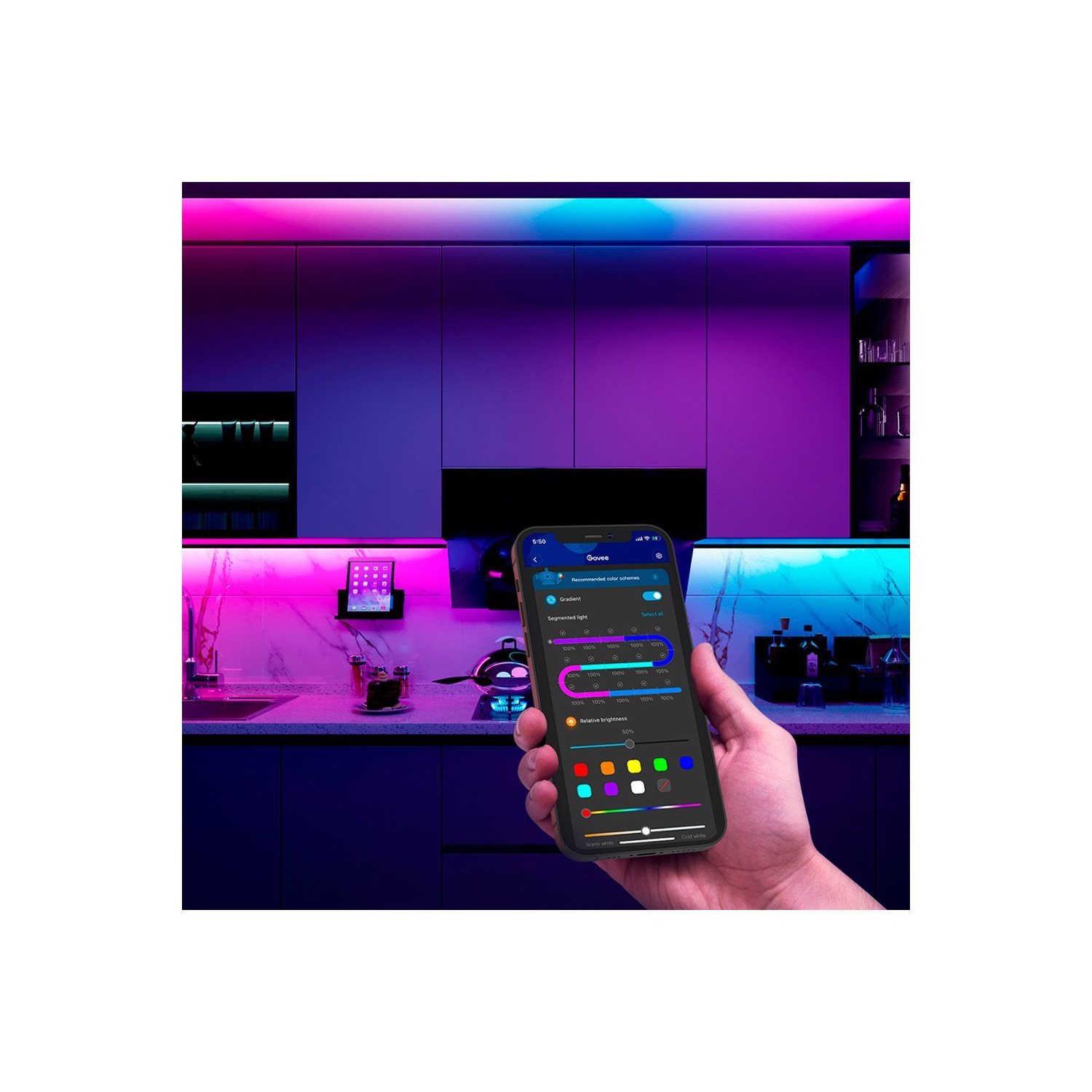 Bande lumineuse DEL Wi-Fi 24,6&nbsp;pi de Govee contrôlée par application