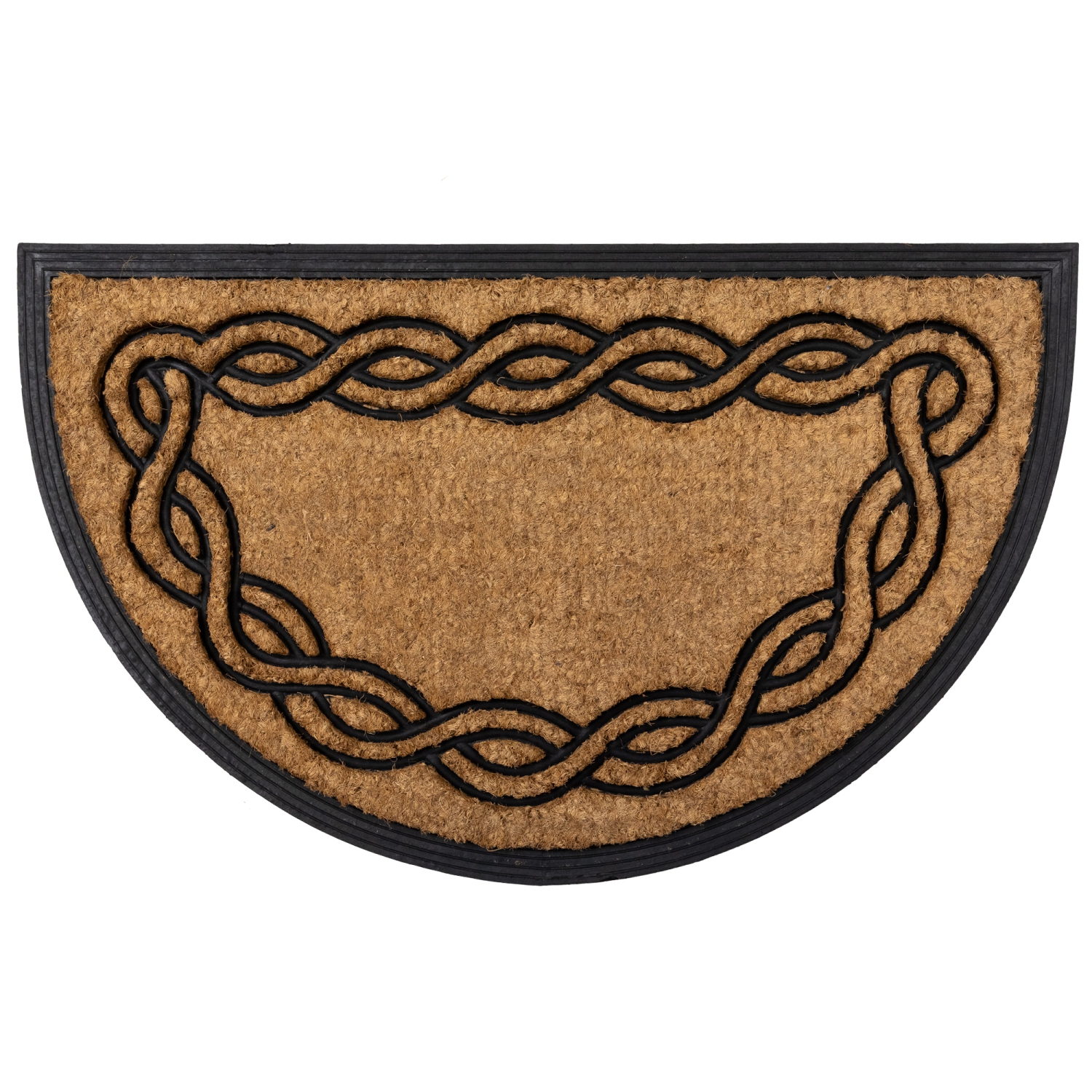 Black and Brown Swirl Half Round Doormat 17" x 29"