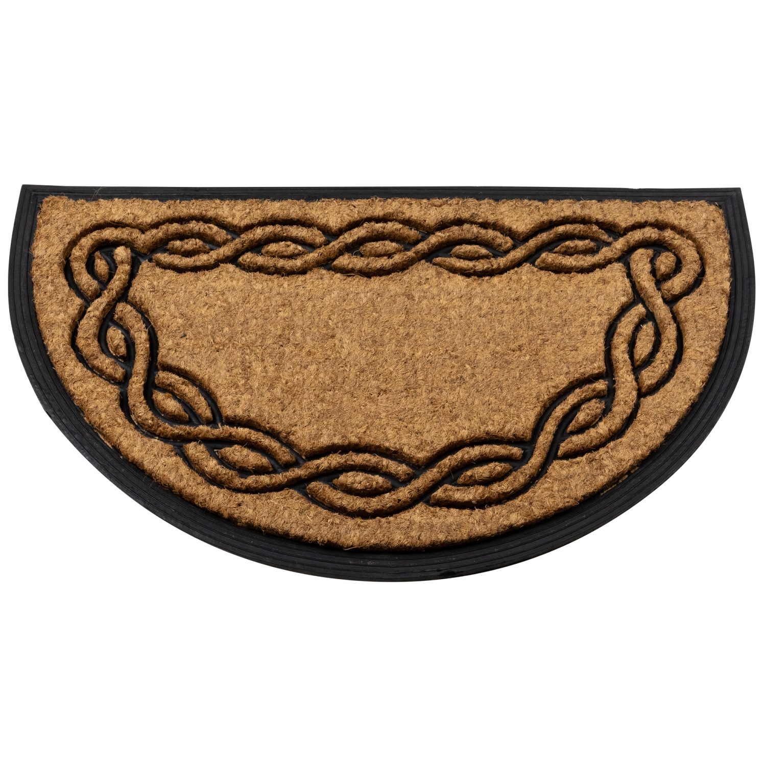 Black and Brown Swirl Half Round Doormat 17" x 29"