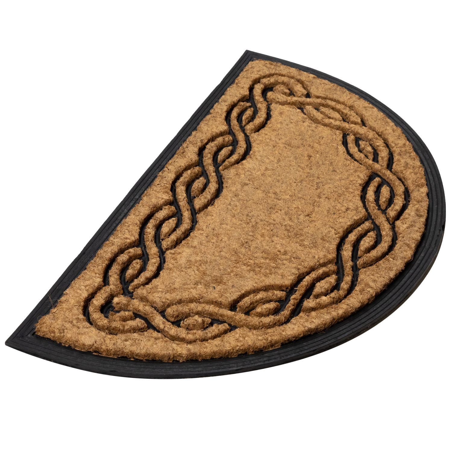 Black and Brown Swirl Half Round Doormat 17" x 29"