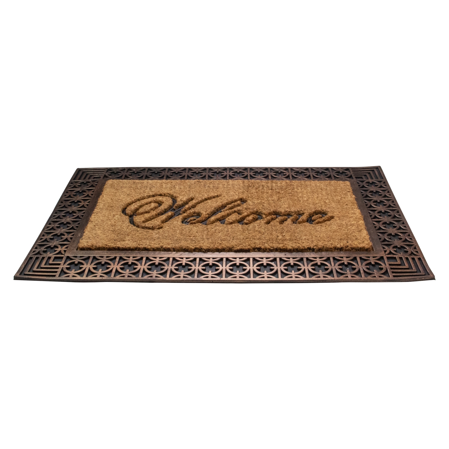 Gold and Natural Coir Rectangular "Welcome" Doormat 23" x 35"