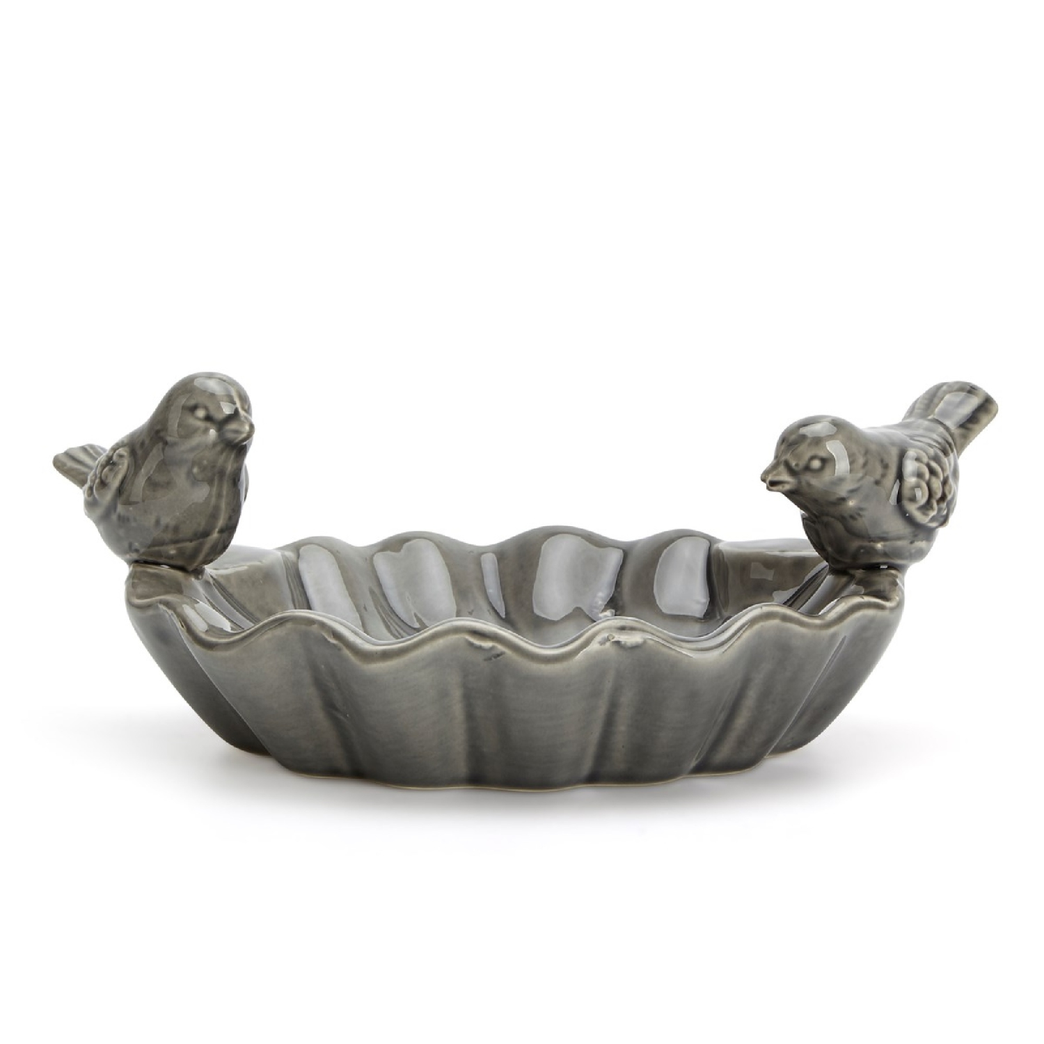 Ensemble de 4 bols bleus et bruns avec oiseaux chanteurs perchés sur le bord de 10 po