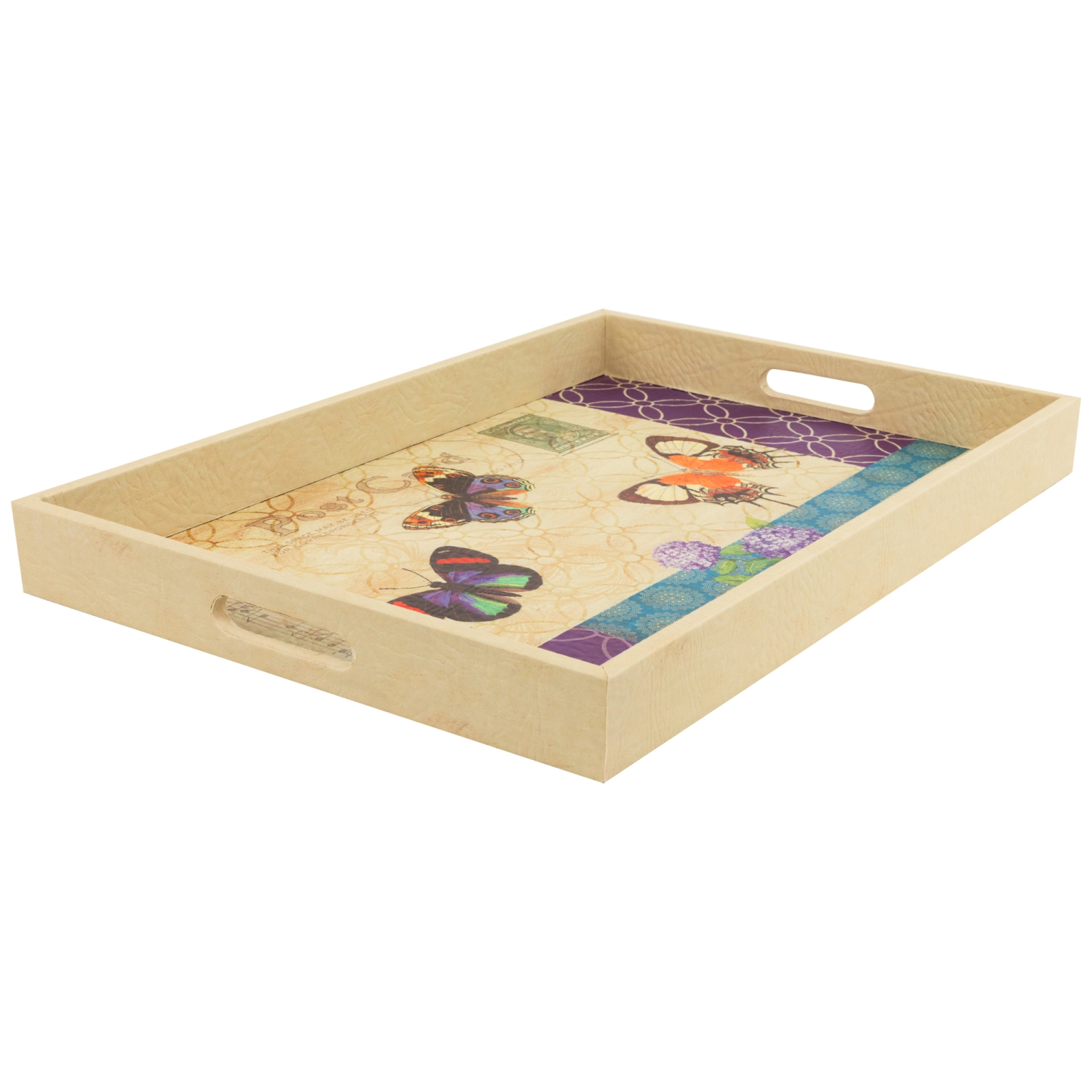 Butterfly Post Card Rectangular Serving Trays - 19" - Set of 3