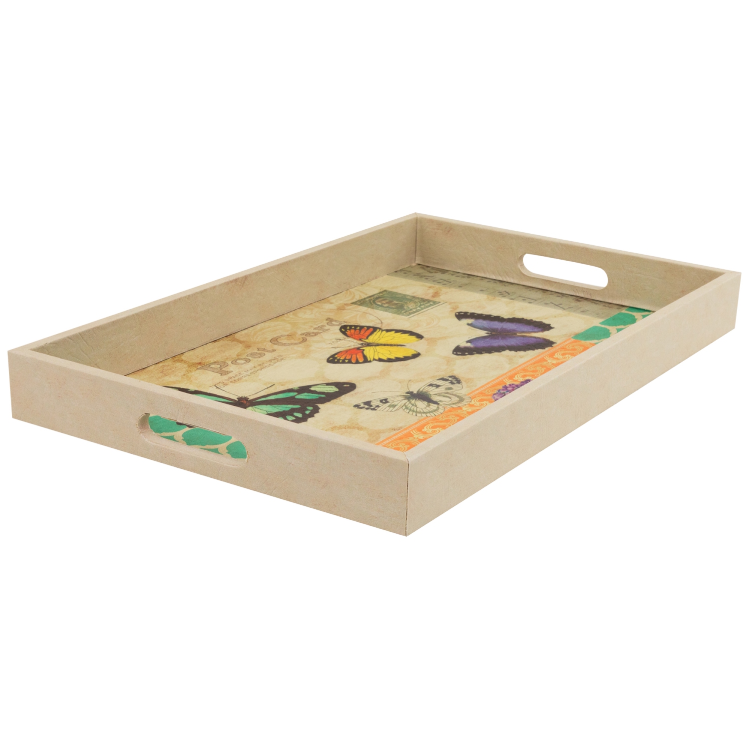 Butterfly Post Card Rectangular Serving Trays - 19" - Set of 3