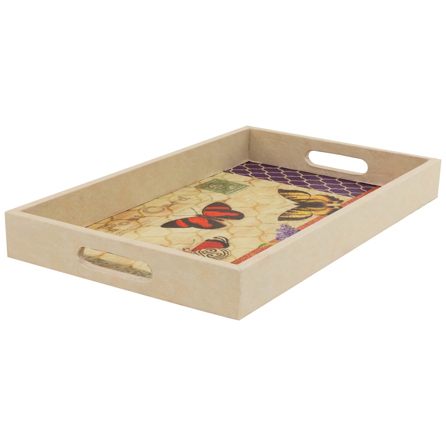 Butterfly Post Card Rectangular Serving Trays - 19" - Set of 3