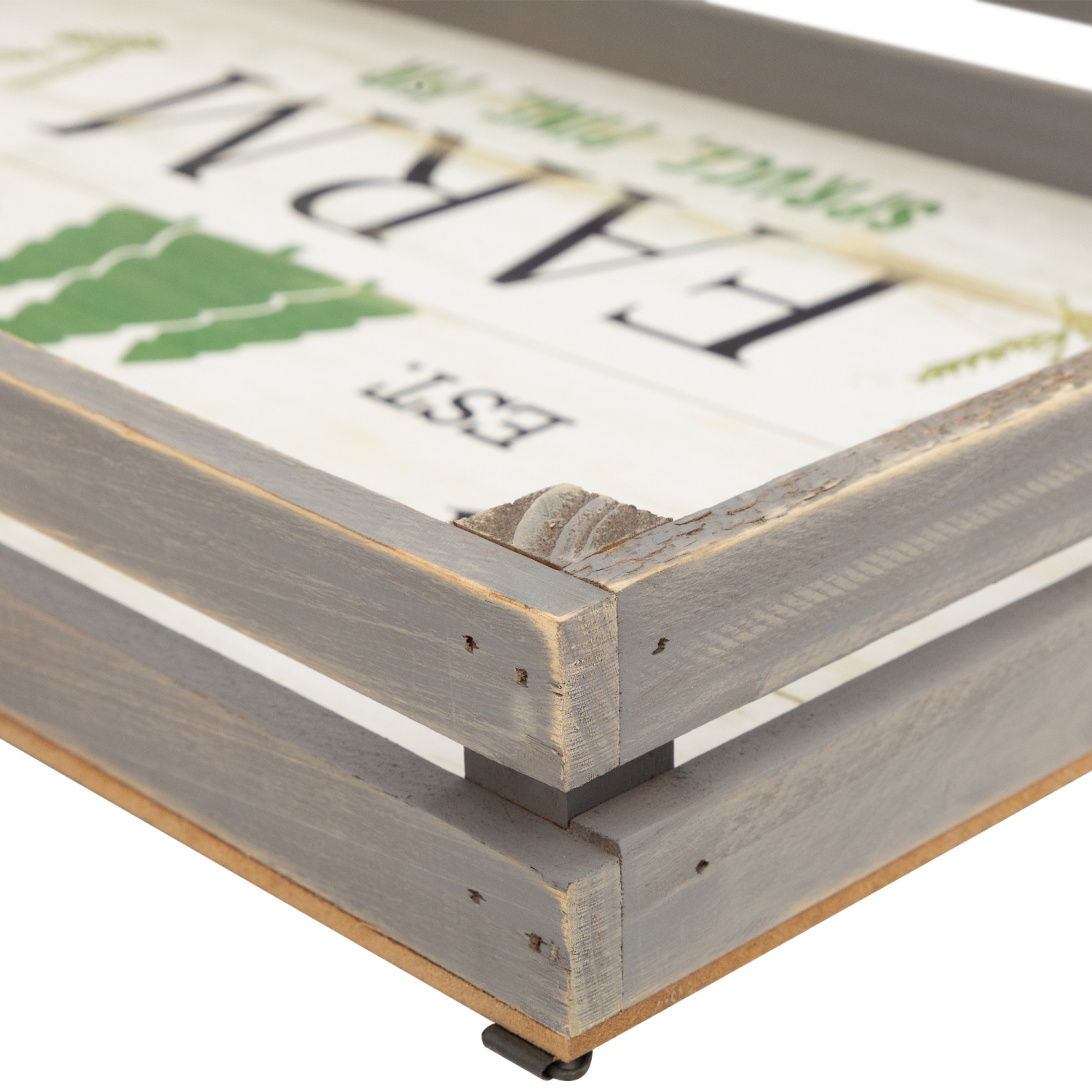 Ensemble de 2 affiches suspendues en bois pour plateaux de Noël Farm Fresh grises et blanches de 21 po