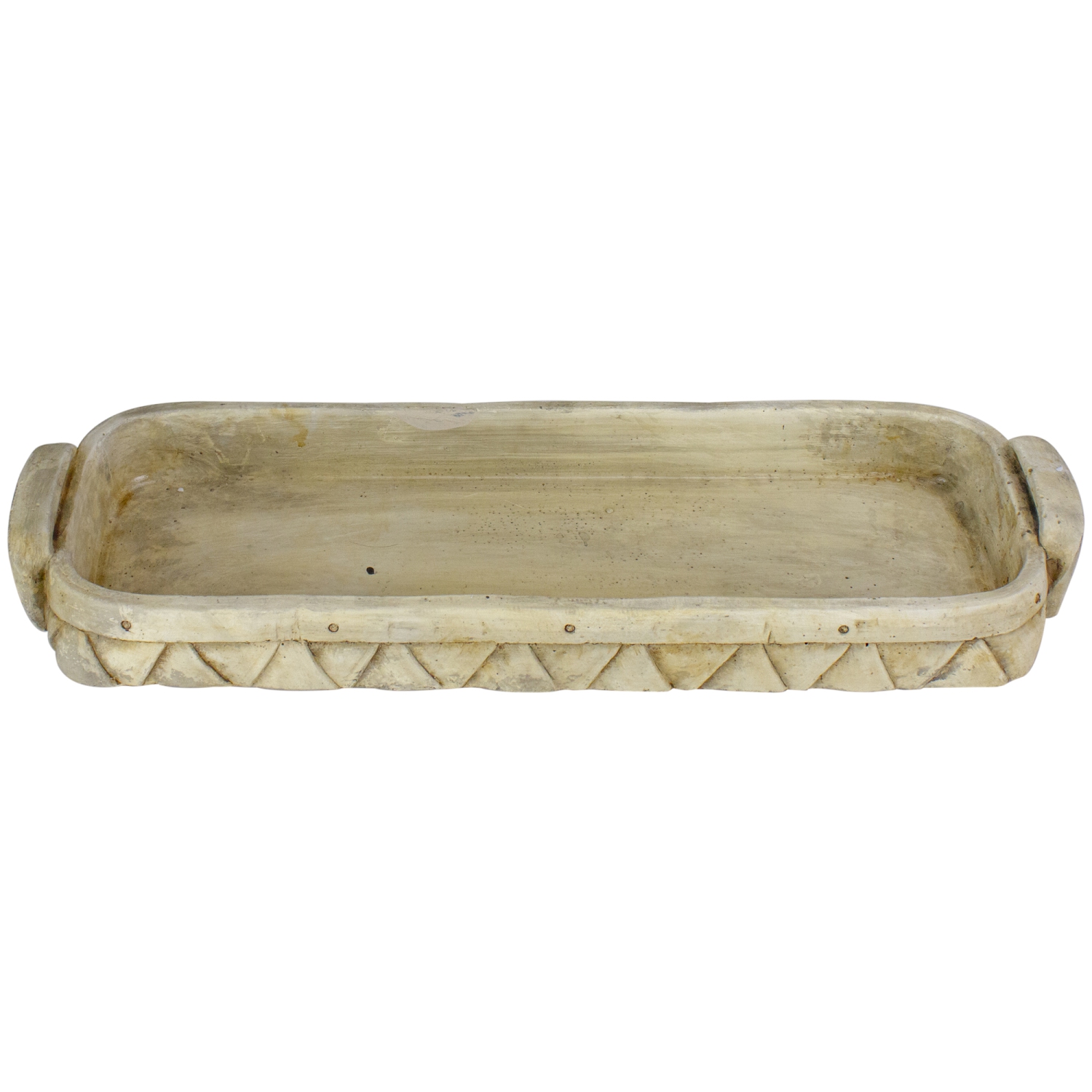 20" Beige Geometric Patterned Decorative Tray