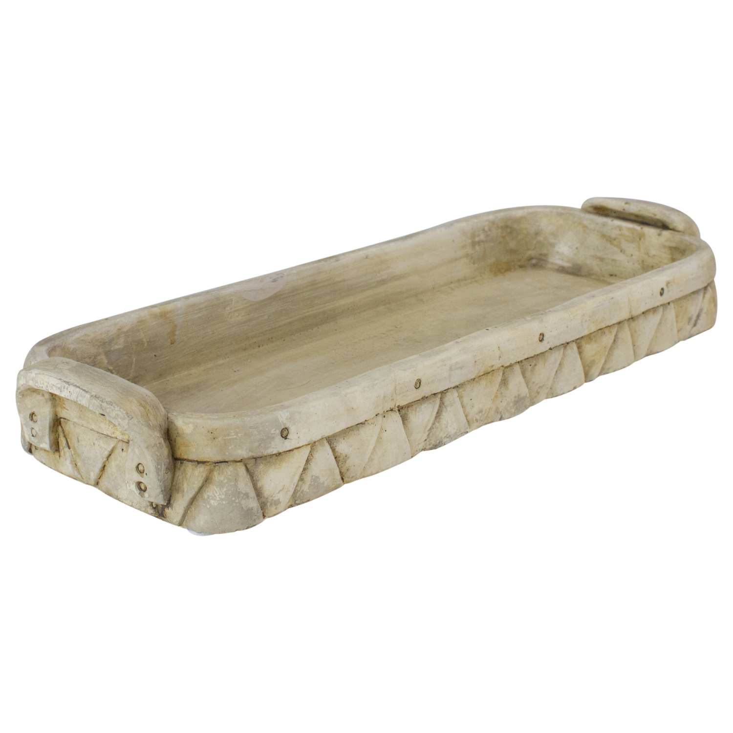 20" Beige Geometric Patterned Decorative Tray