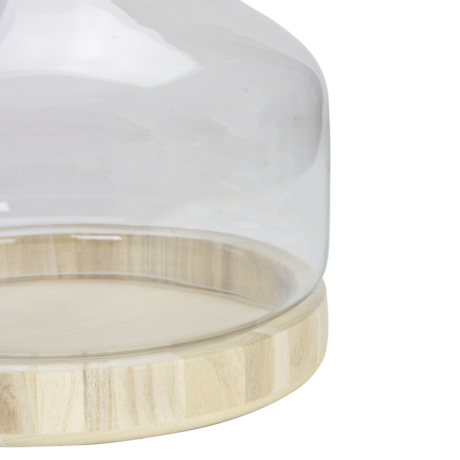 12.5" Clear Glass Hurricane with Wooden Lid and Base