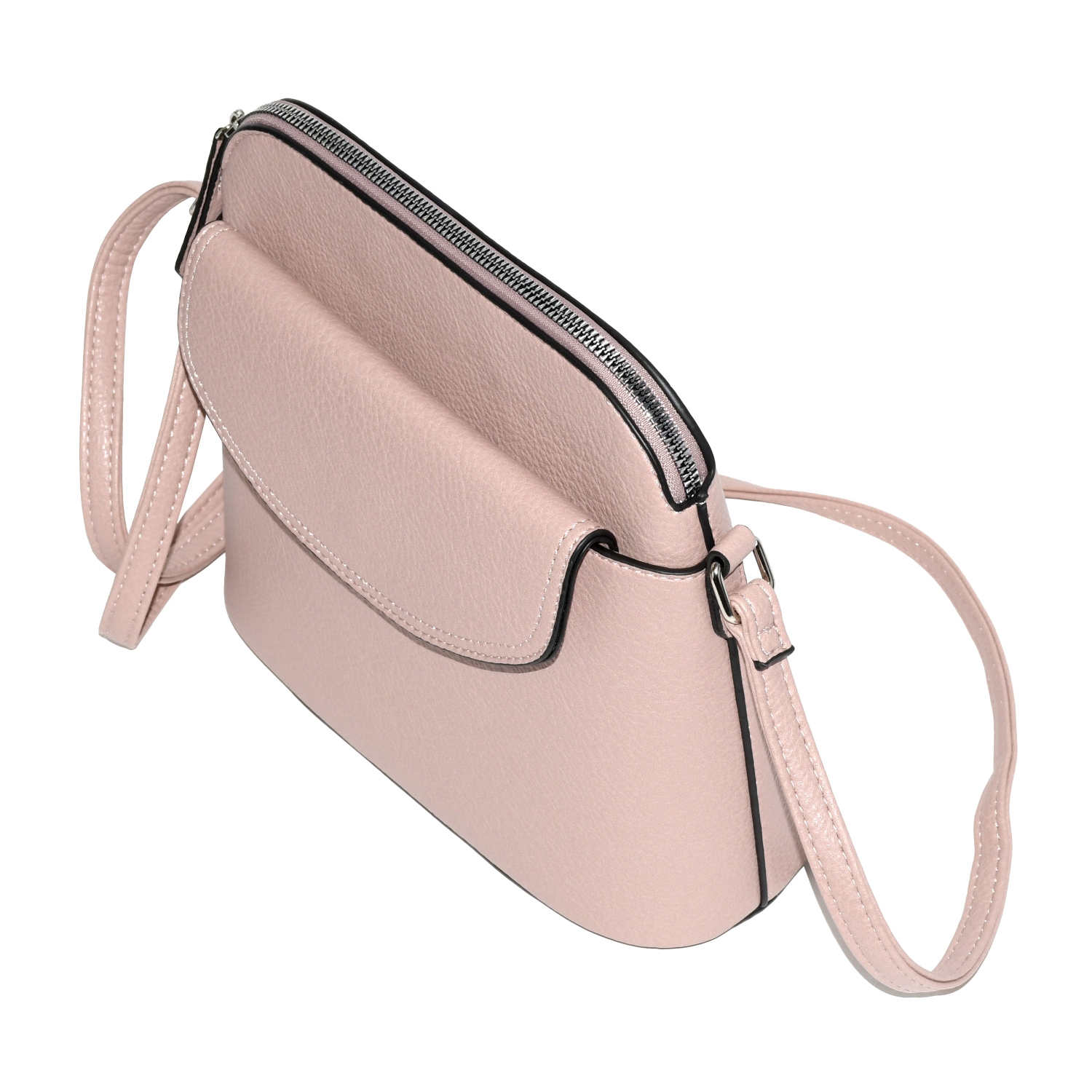 NICCI Crossbody Bag with Front Flap, Blush Pink